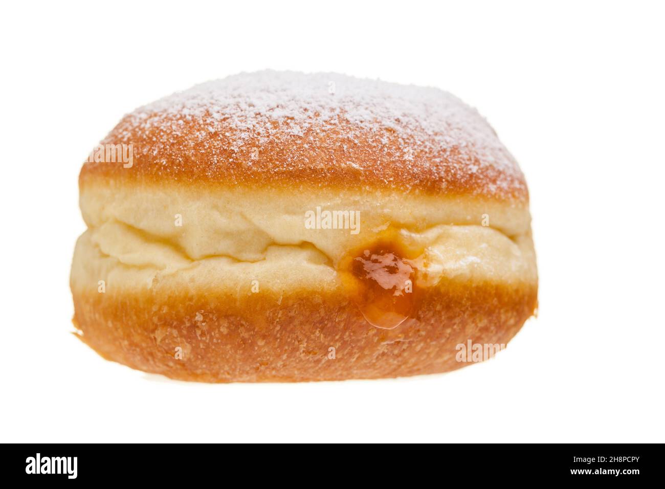 'Krapfen' isoliert auf weißem Hintergrund Donuts, Karneval, Puderzucker, eine, weiß, Hintergrund, frisch, echt Stockfoto