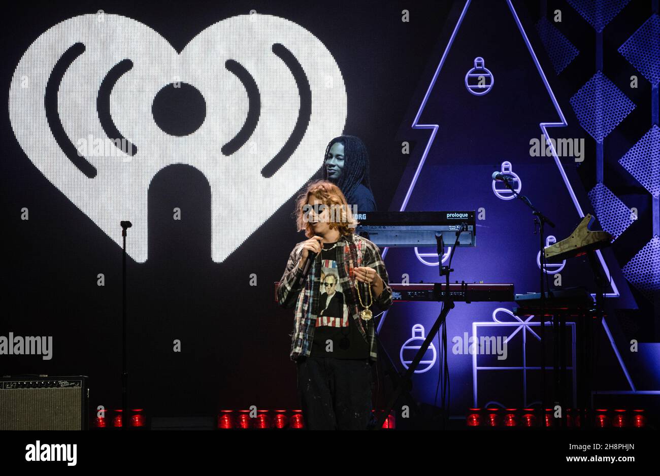 FORT WORTH, TEXAS - 30. NOVEMBER: The Kid LAROI tritt auf der Bühne während des Jingle Ball 2021 von iHeartRadio 106,1 von KISS FM in der Dickies Arena am 30. November 2021 in Fort Worth, Texas, auf. Foto:Rachel Parker/imageSPACE/Sipa USA Credit: SIPA USA/Alamy Live News Stockfoto