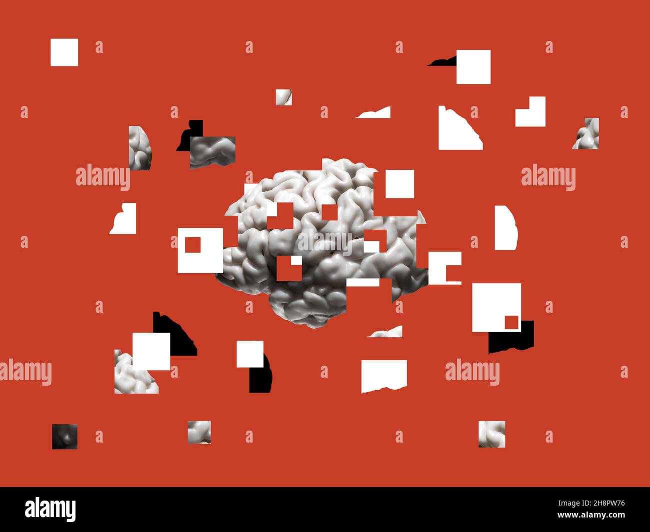 Ein Beispiel für ein gebrochenes Gehirn, Alzheimer oder Demenz-Konzept Stockfoto