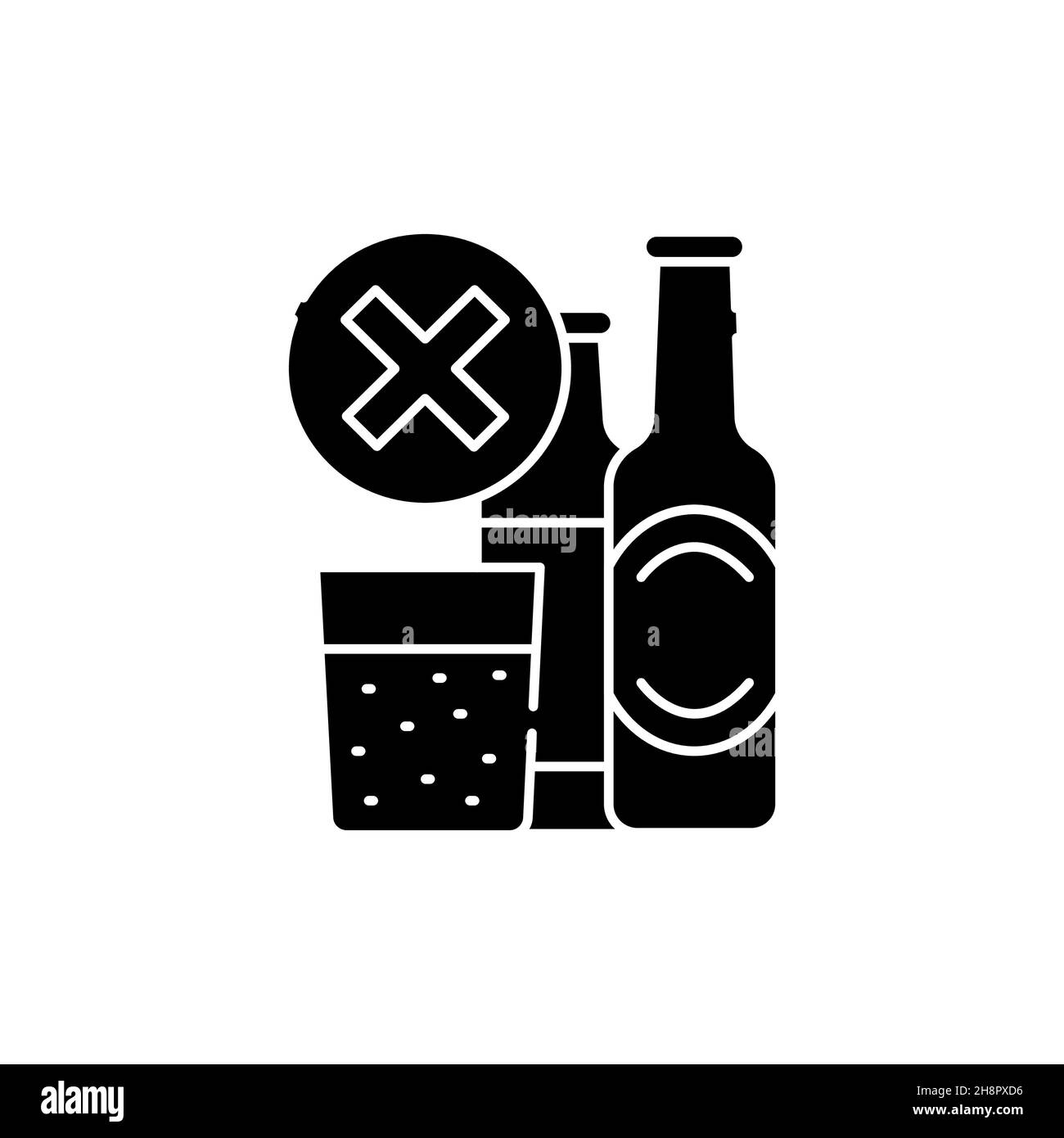 Symbol für die Linienfarbe für verbotene Alkoholgetränke. Unverträglichkeit von Getränken. Ohne Alkohol, nüchtern. Gesunder Lebensstil. Bearbeitbare Kontur. Stock Vektor