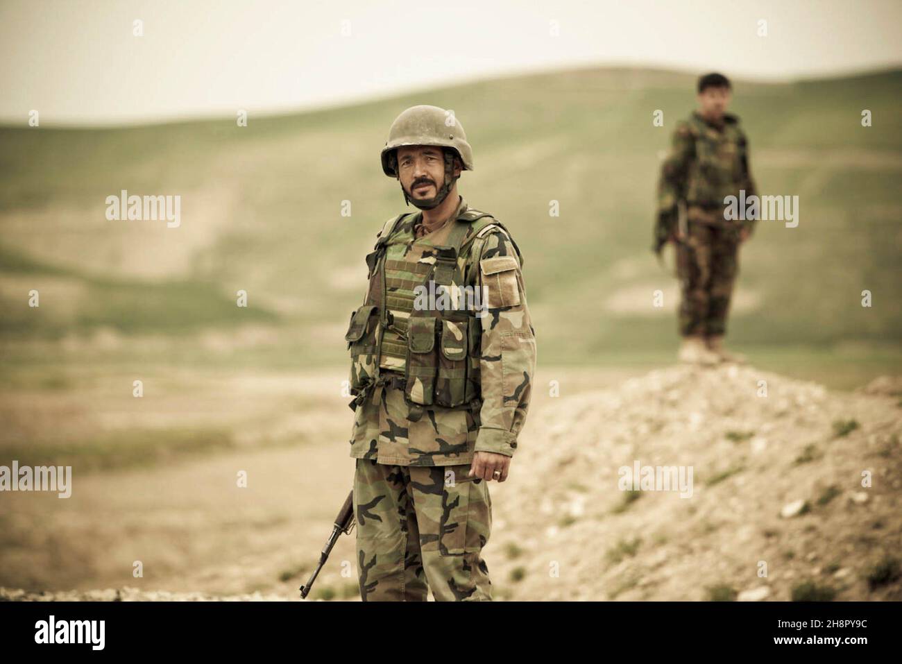 Soldat der afghanischen Nationalarmee mit der Einheit der Kandak-Spezialeinheiten von 3rd auf Patrouille am 15. Mai 2010 in der Provinz Faryab, Afghanistan. Stockfoto
