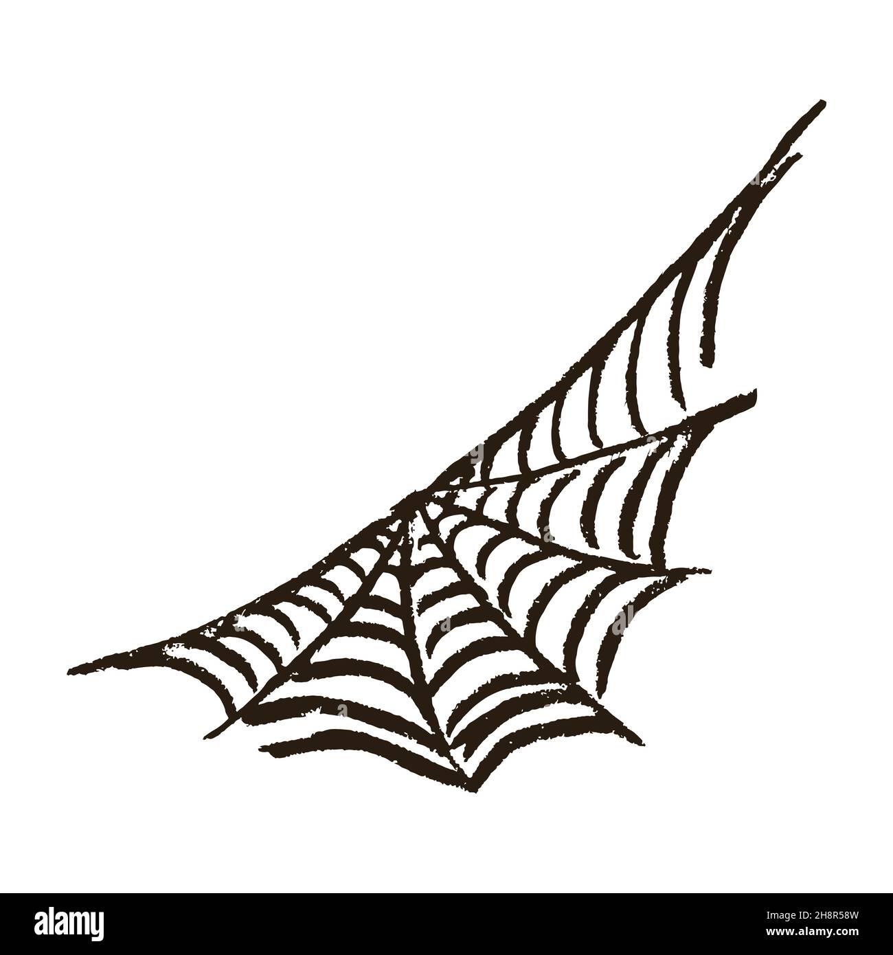 Symbol im Handzeichnen-Stil. Spinnennetz. Zeichnen mit Wachsmalstiften, farbiger Kreide, Kinderkreativität. Vektorgrafik. Zeichen, Symbol Stock Vektor