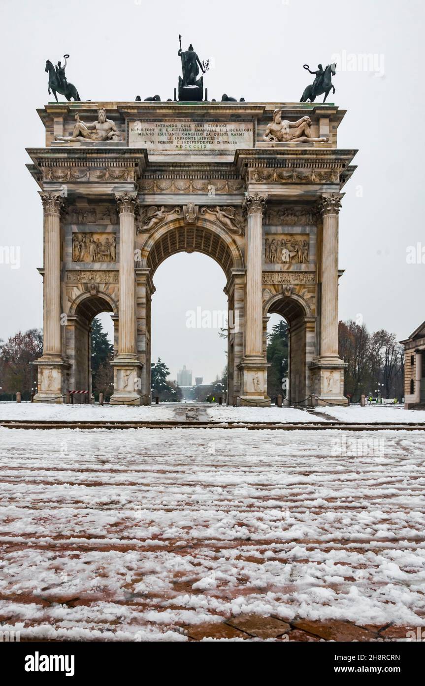 Arco della Pace - Friedensbogen in Mailand, Italien Stockfoto