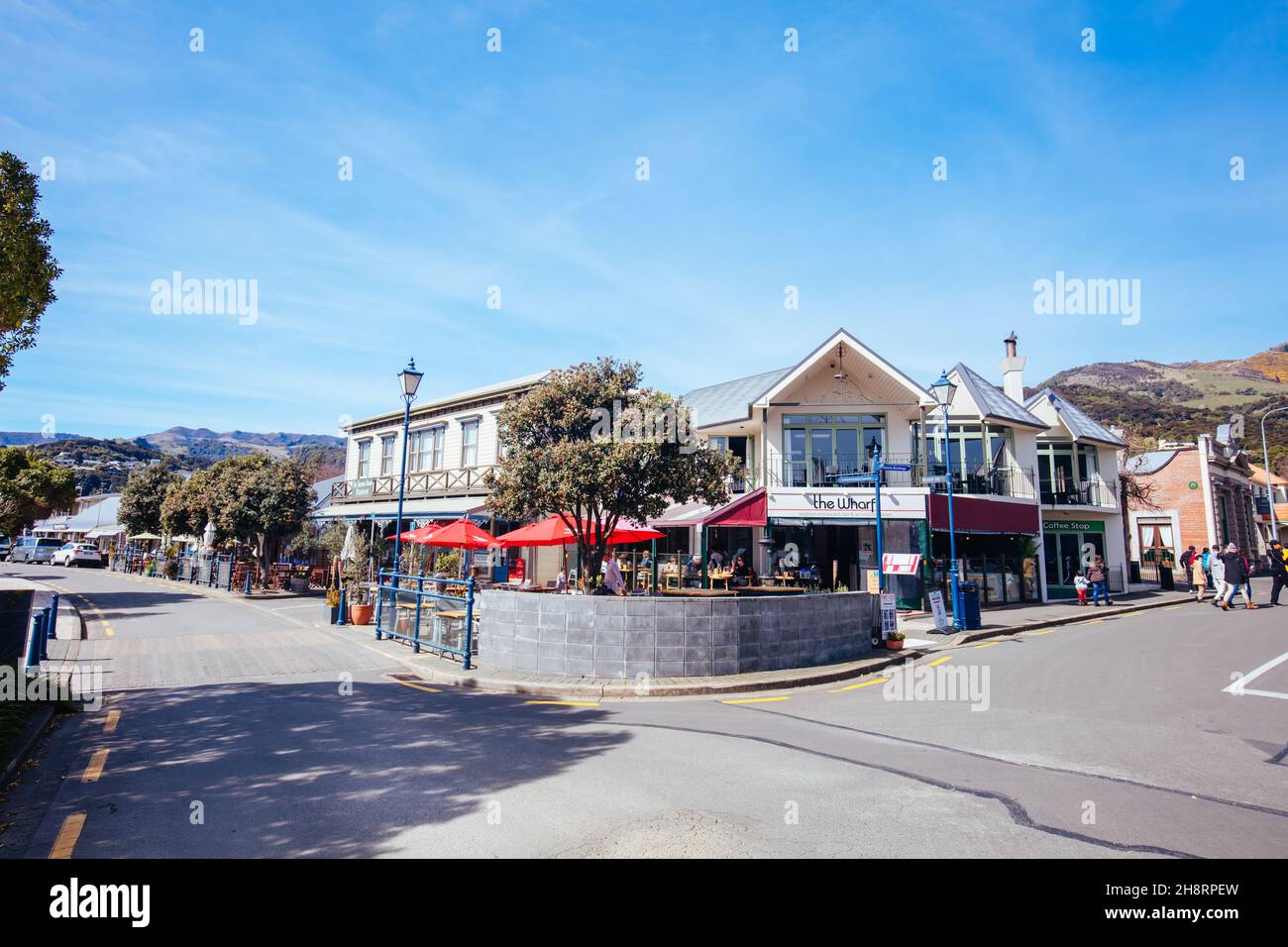 Akaroa Architektur in Neuseeland Stockfoto