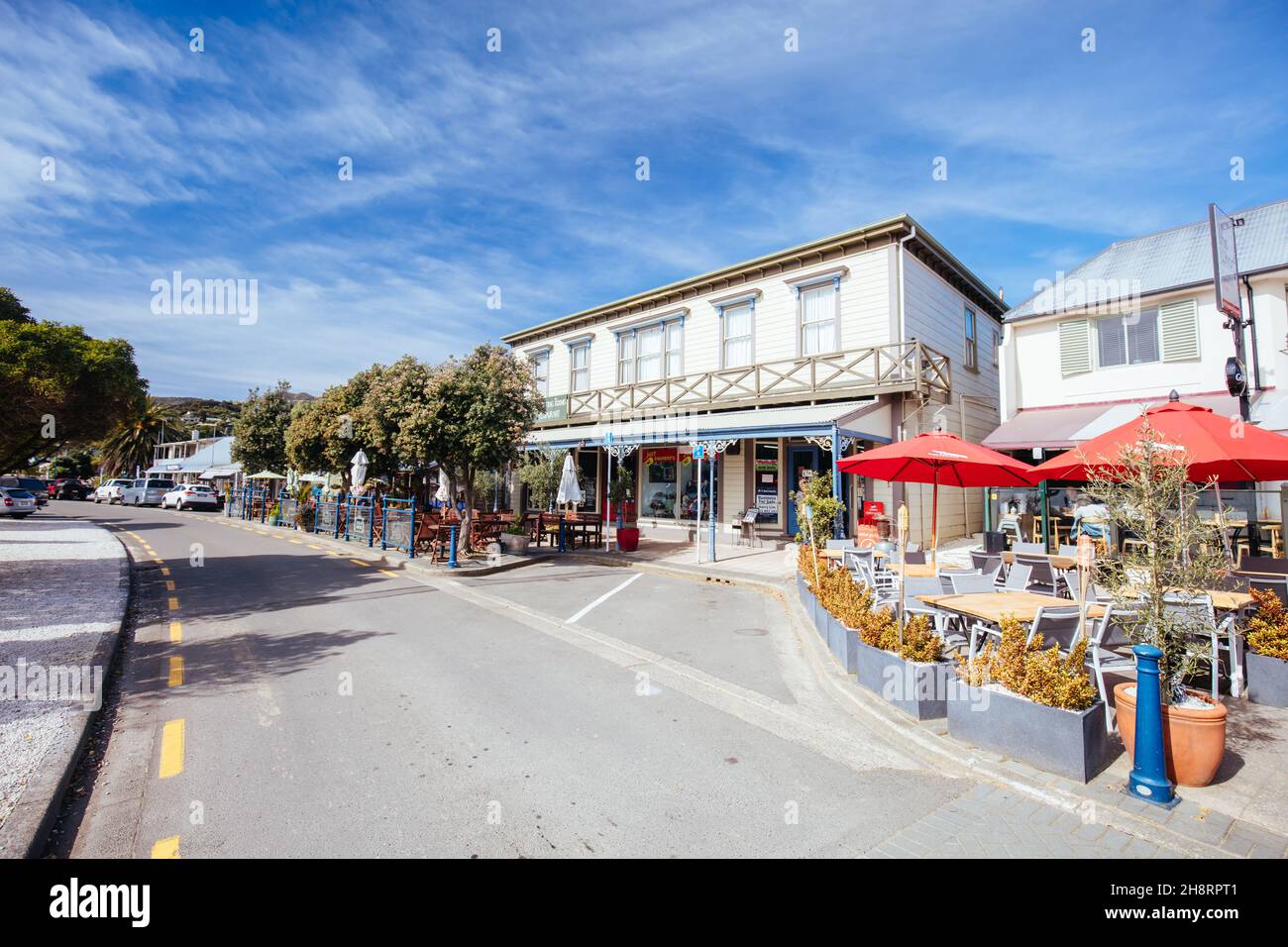 Akaroa Architektur in Neuseeland Stockfoto