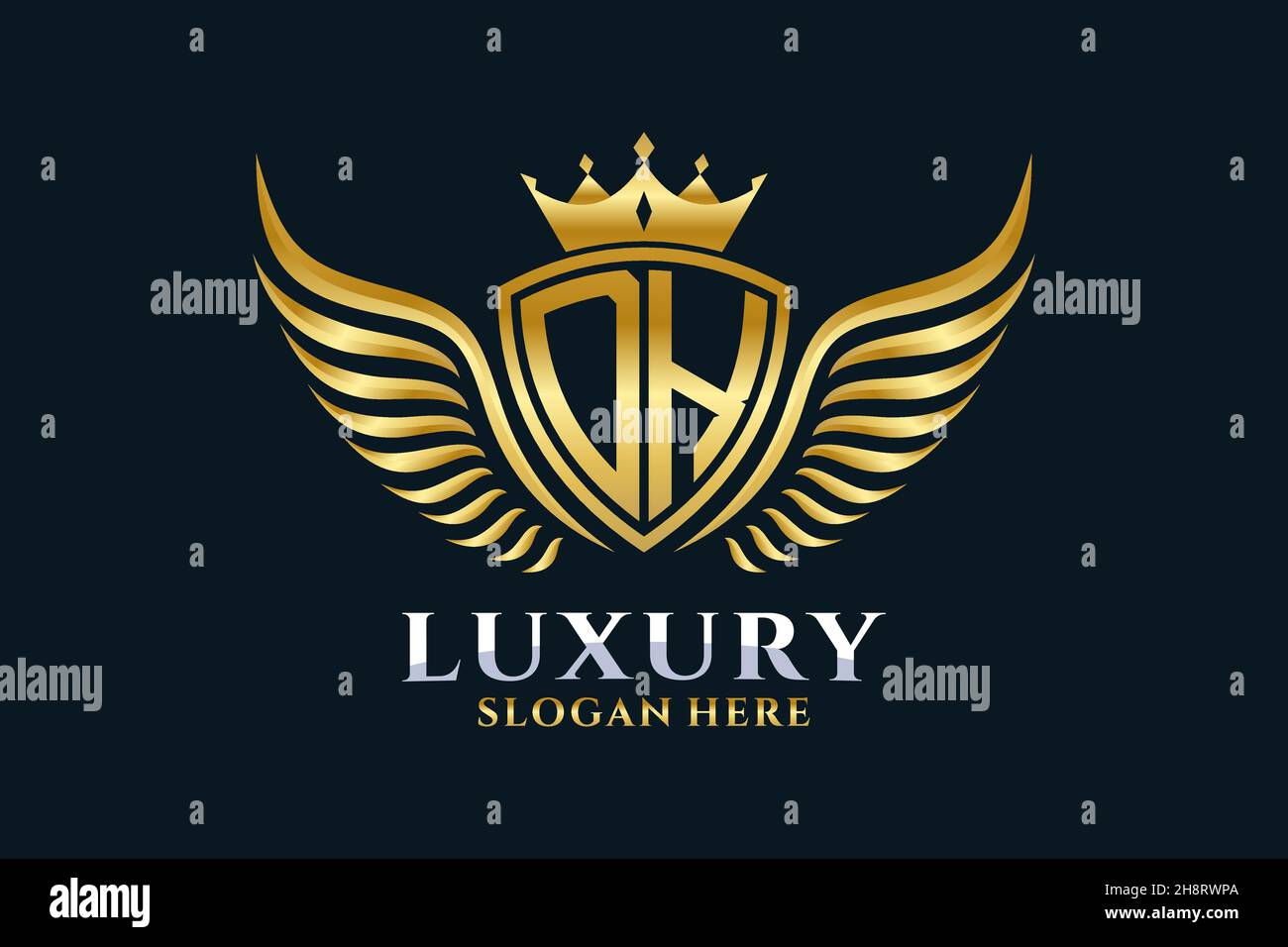 Luxus Royal Flügel Buchstaben DK Wappen Gold Farbe Logo Vektor, Victory Logo, Wappen Logo, Flügel Logo, Vektor-Logo . Stock Vektor