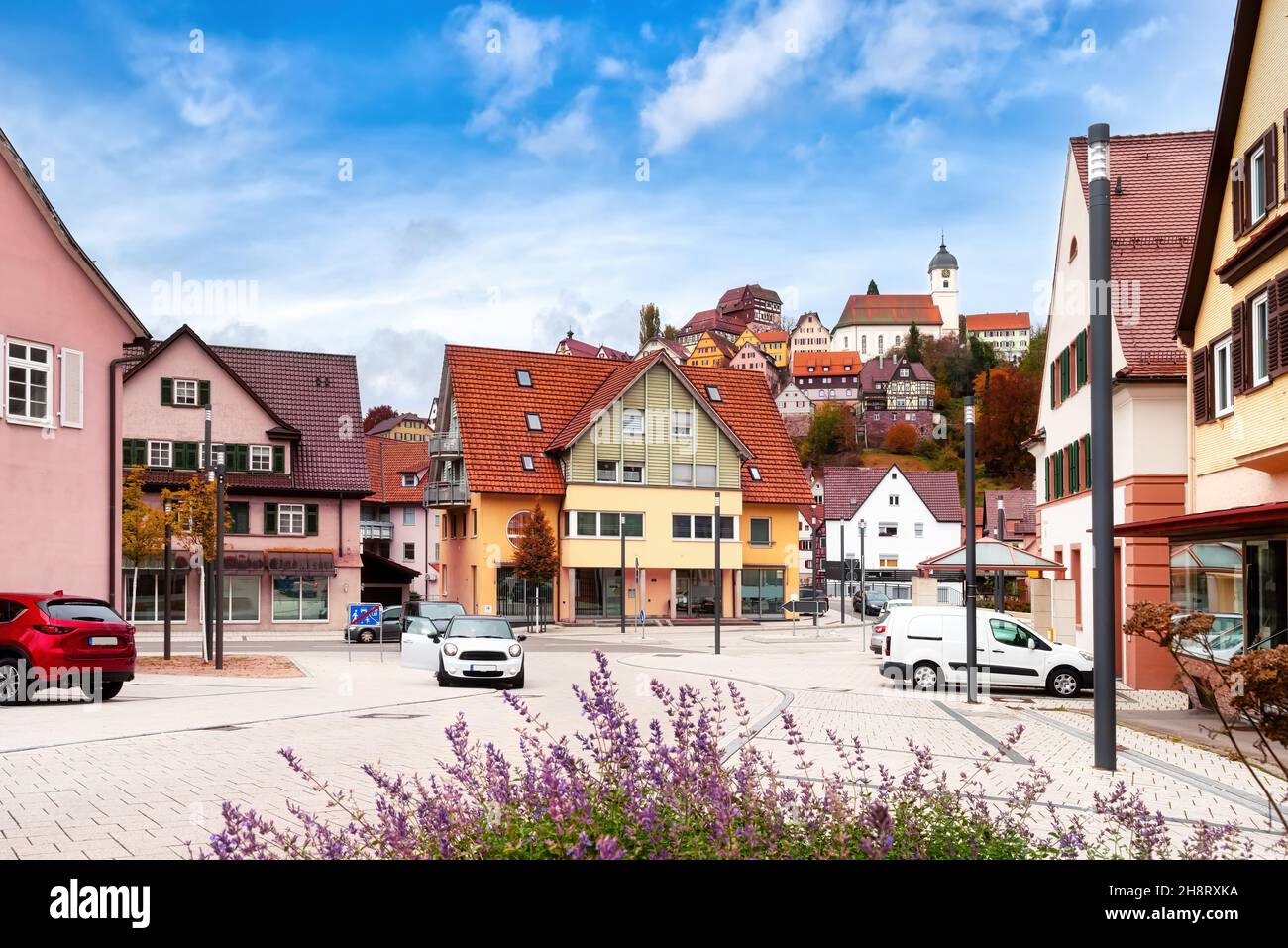 Stadtbild von Altensteig im Schwarzwald, Deutschland Stockfoto