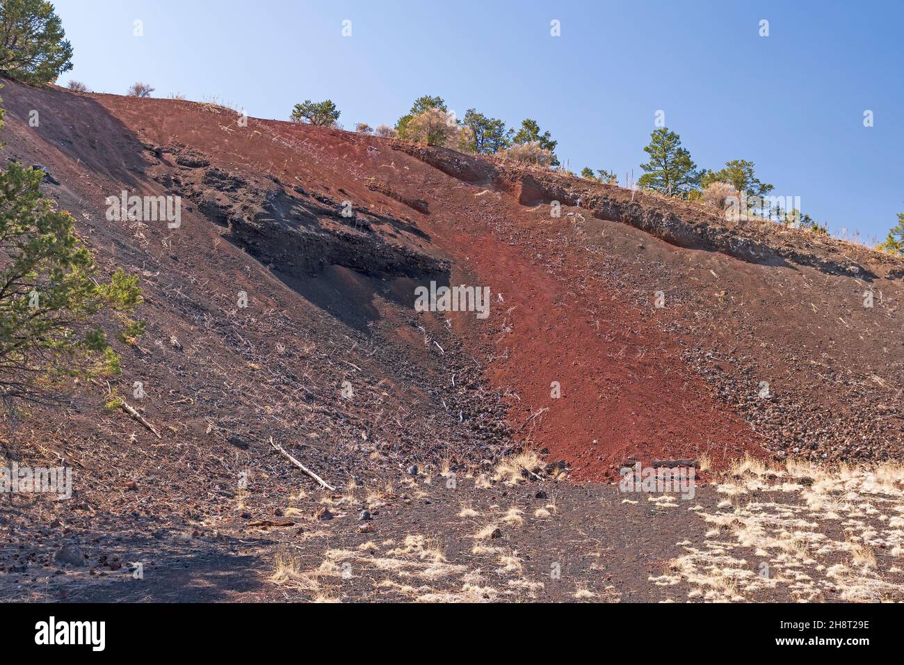 Seite eines vulkanischen Cinder Cone im El Malpais National Monument in New Mexico Stockfoto