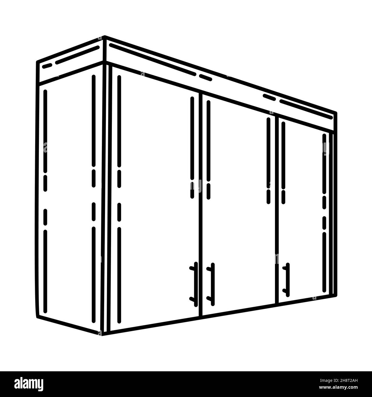 Oberer Schrank Teil von Möbeln und Home Decoration handgezeichnete Icon Set Vektor. Stock Vektor