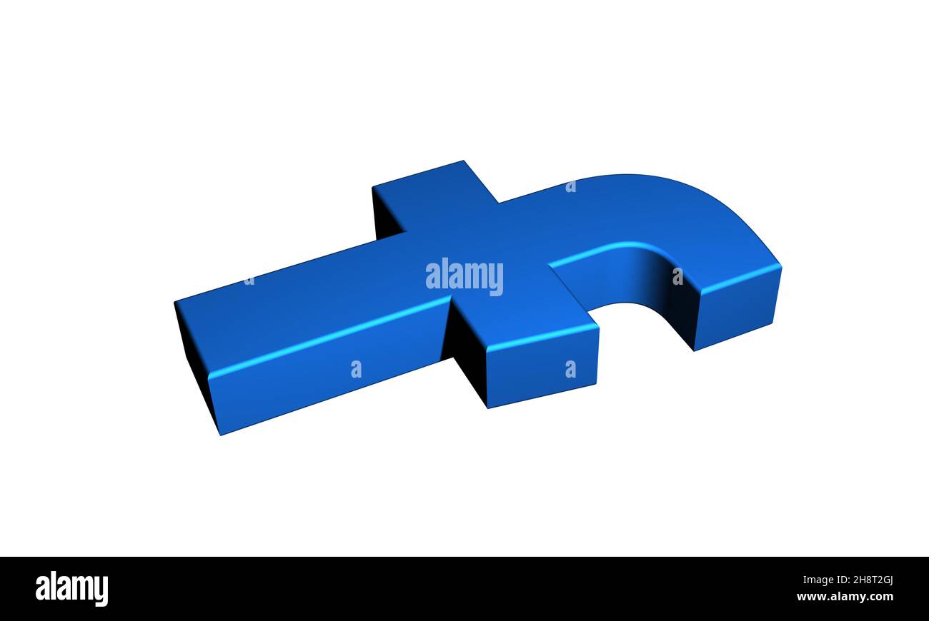 Facebook Logo 3D Rendering Flat Icon auf weißem Hintergrund isoliert. Dreidimensionale Social-Media-Zeichen. Minimal Flat Konzept Stockfoto