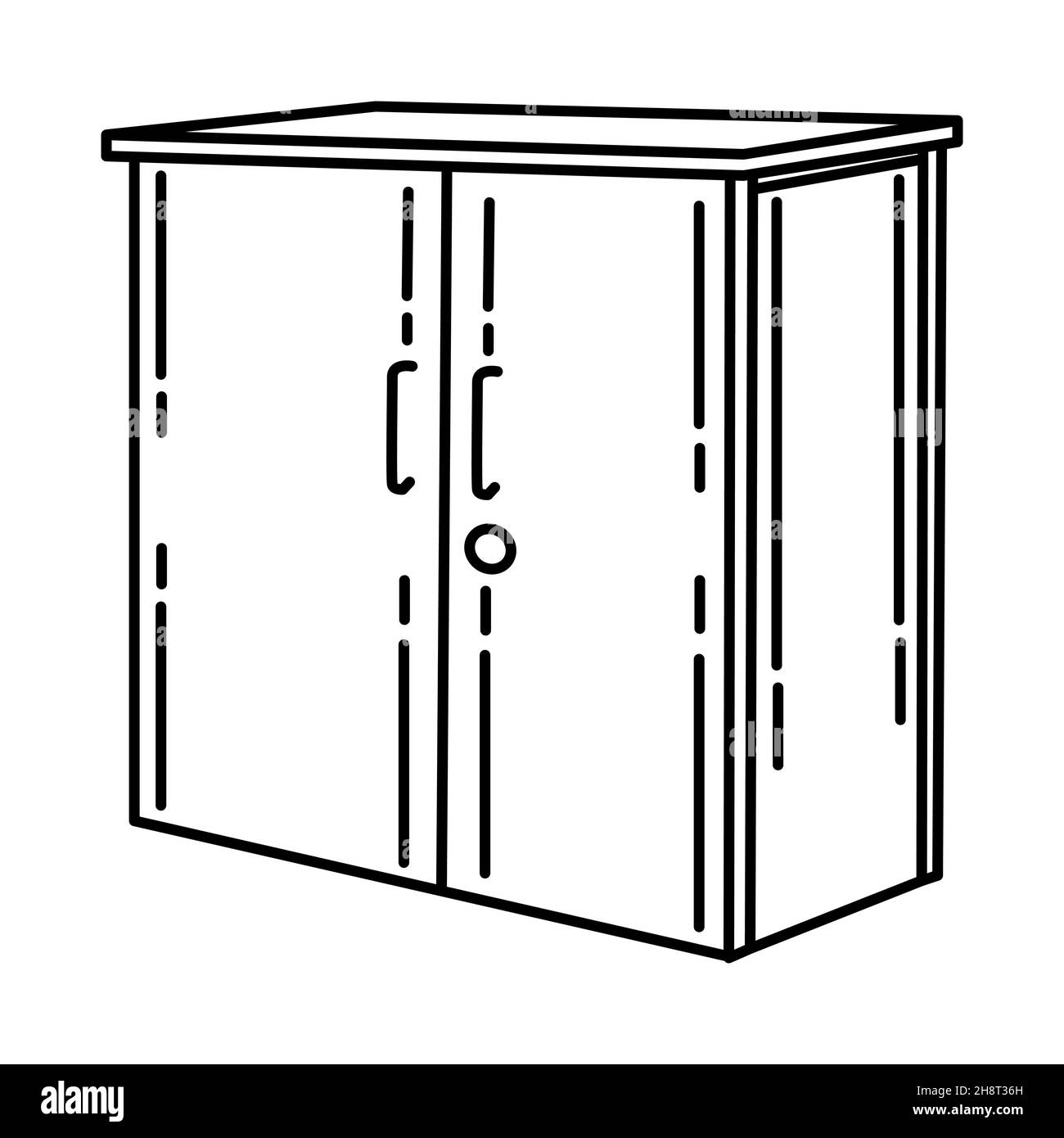 Unterer Gehäuseteil von Möbeln und Wohngeräten Handgezeichnetes Icon-Set Vektor. Stock Vektor