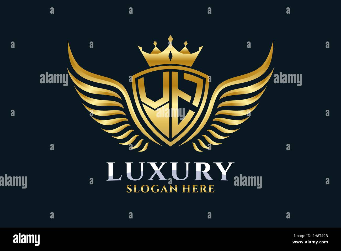 Luxus Royal Flügel Buchstaben VT Wappen Gold Farbe Logo Vektor, Victory Logo, Wappen Logo, Flügel Logo, Vektor-Logo . Stock Vektor