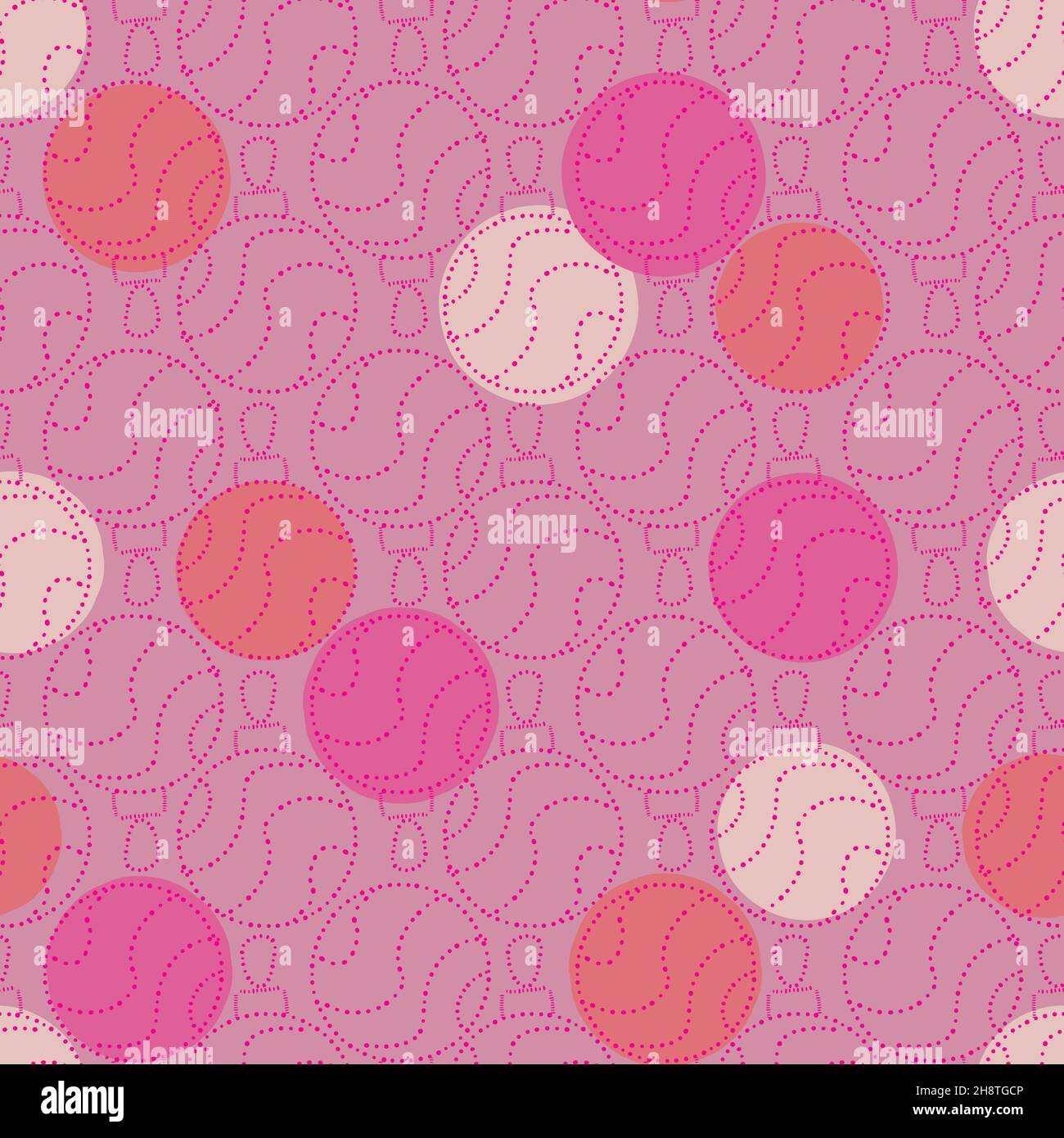 weihnachtliche rosa Tupfen mit Kugeln Textur Stock Vektor