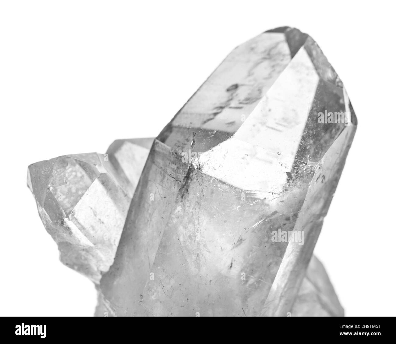 Steine: Bergkristall isoliert auf weißem Hintergrund Stockfoto