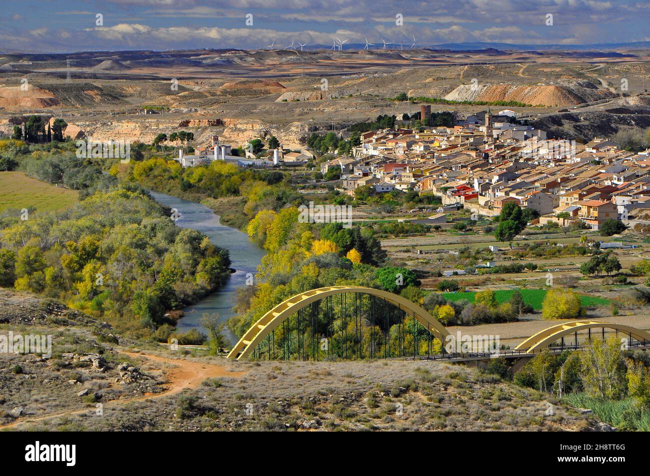 Der Ebro-Fluss bei Sástago, Aragon Spanien 2 Stockfoto