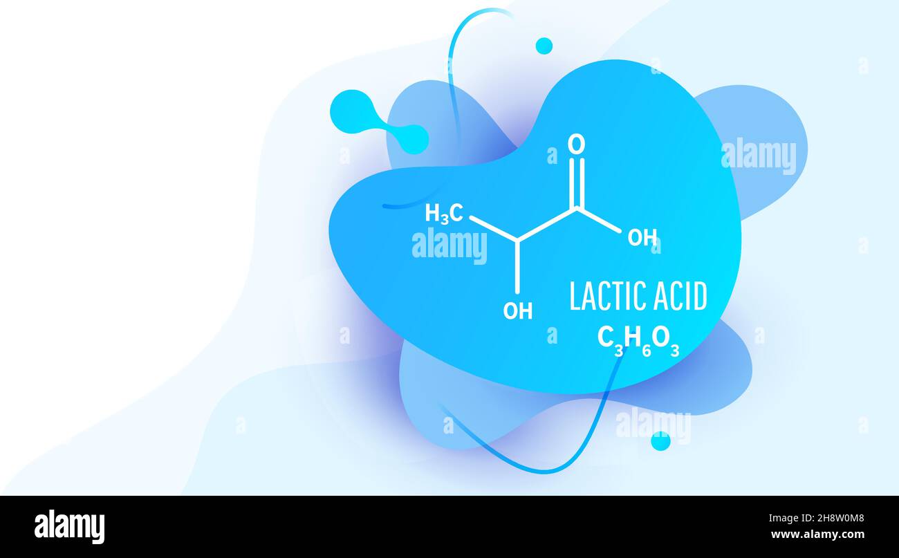 Milchsäure-Molekülstruktur. Milchsäure-Skelett-chemische Formel. Vektorgrafik Stock Vektor