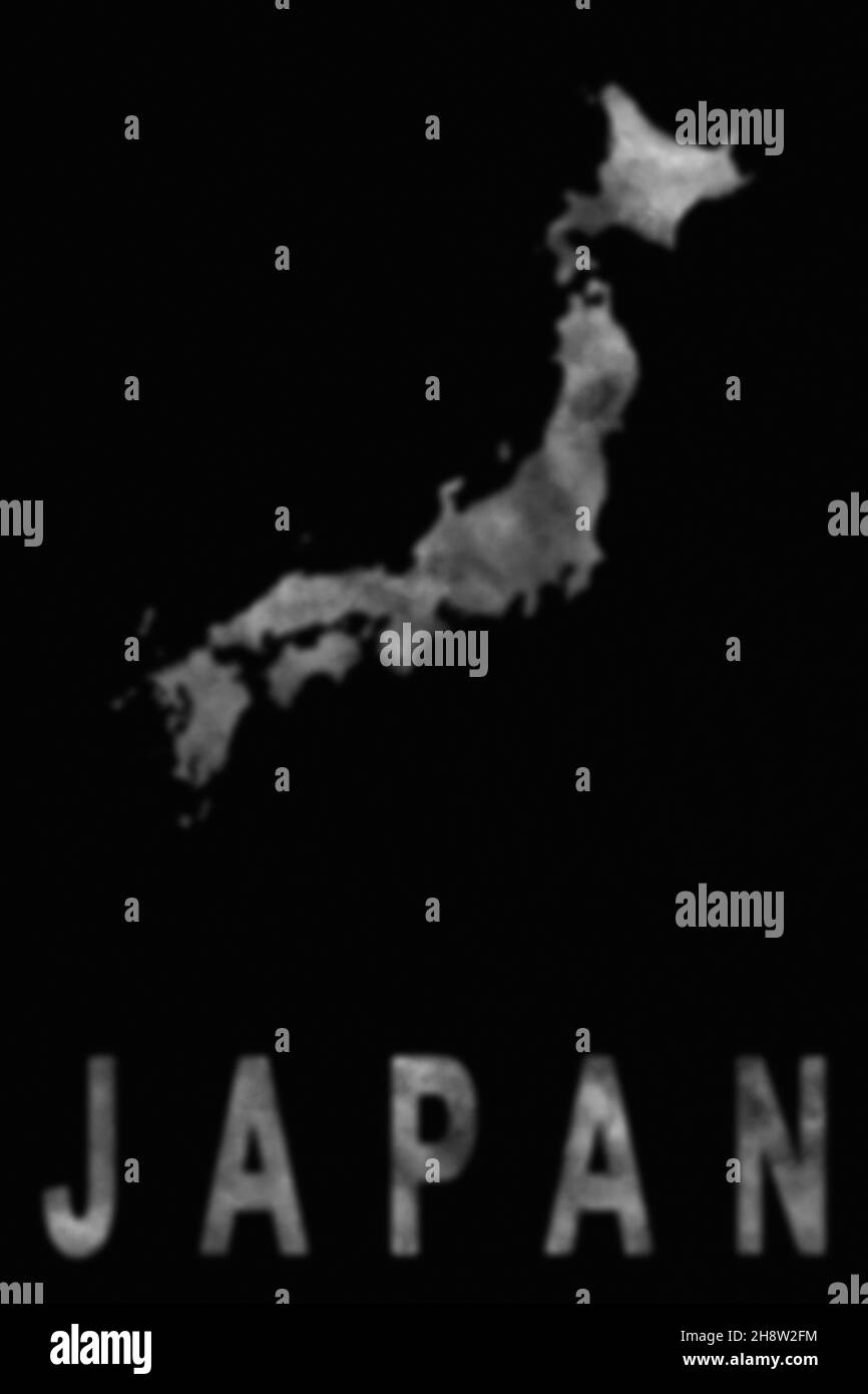 Karte von Japan aus Rauch, Luftverschmutzung, Ökologie Stockfoto