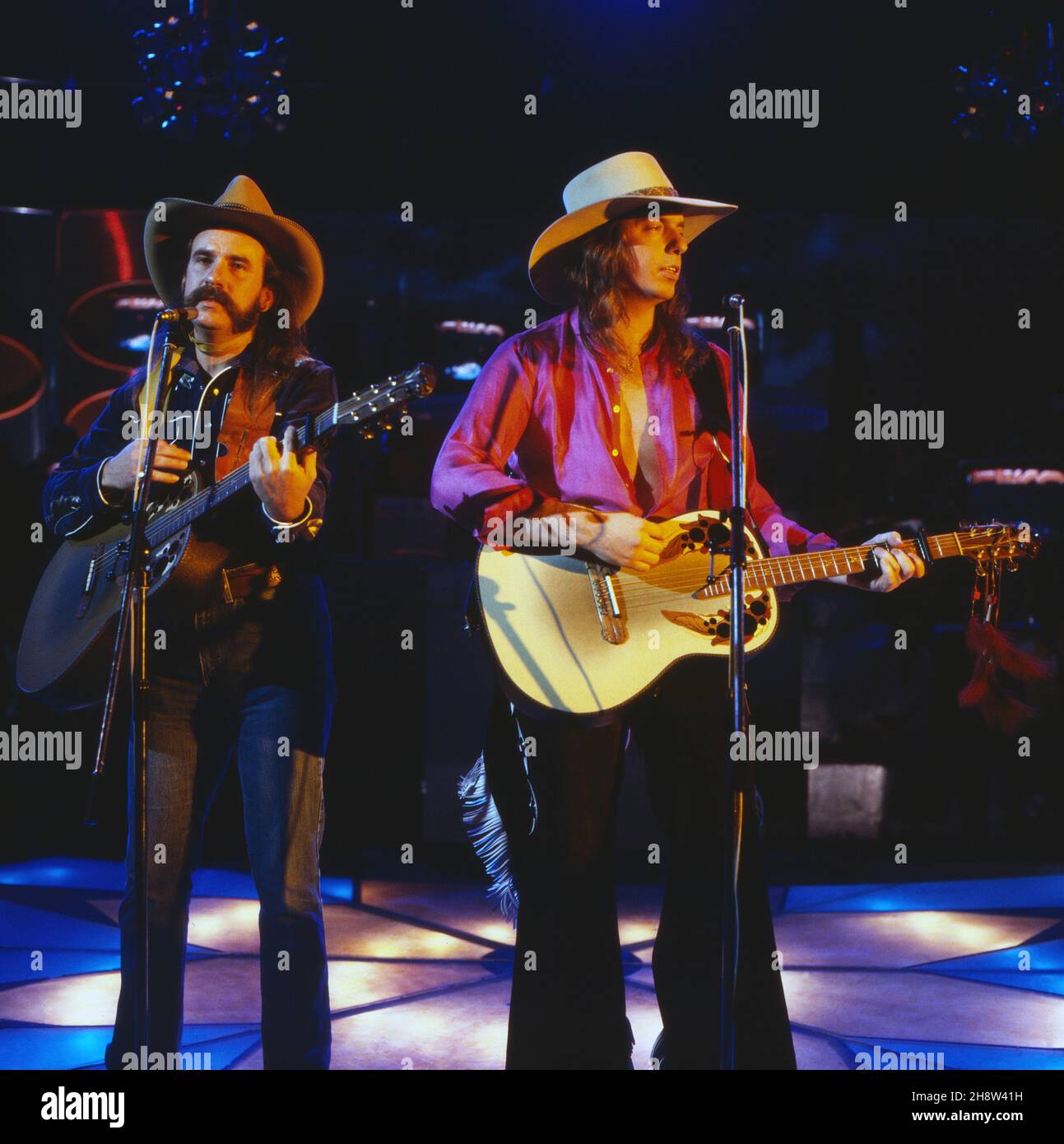 Disco, Musiksendung, Deutschland 1971 - 1982, Sendung vom 28. 1980. April, Mitwirkende: Bellamy Brothers mit ihrem Song 'Dancing Cowboy' Stockfoto