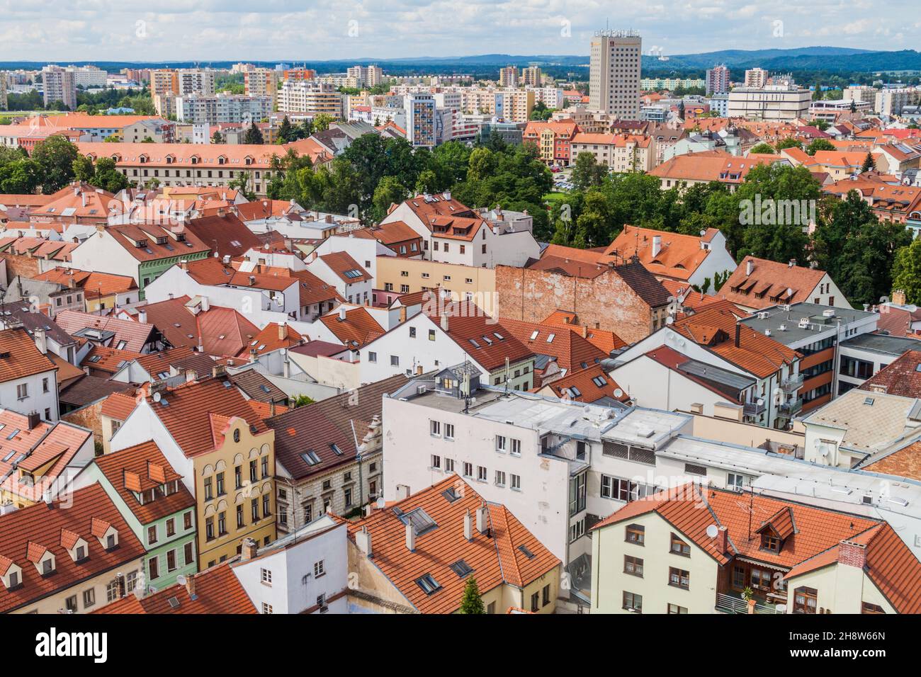 Luftaufnahme von in Ceske Budejovice, Tschechische Republik Stockfoto