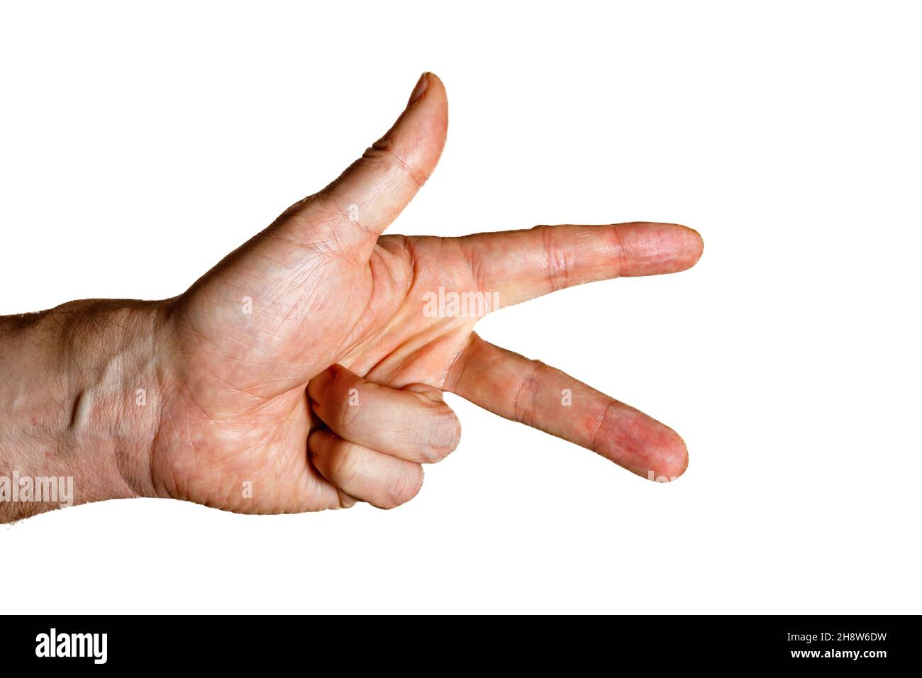 Eine Hand mit 3 Finger Stockfoto