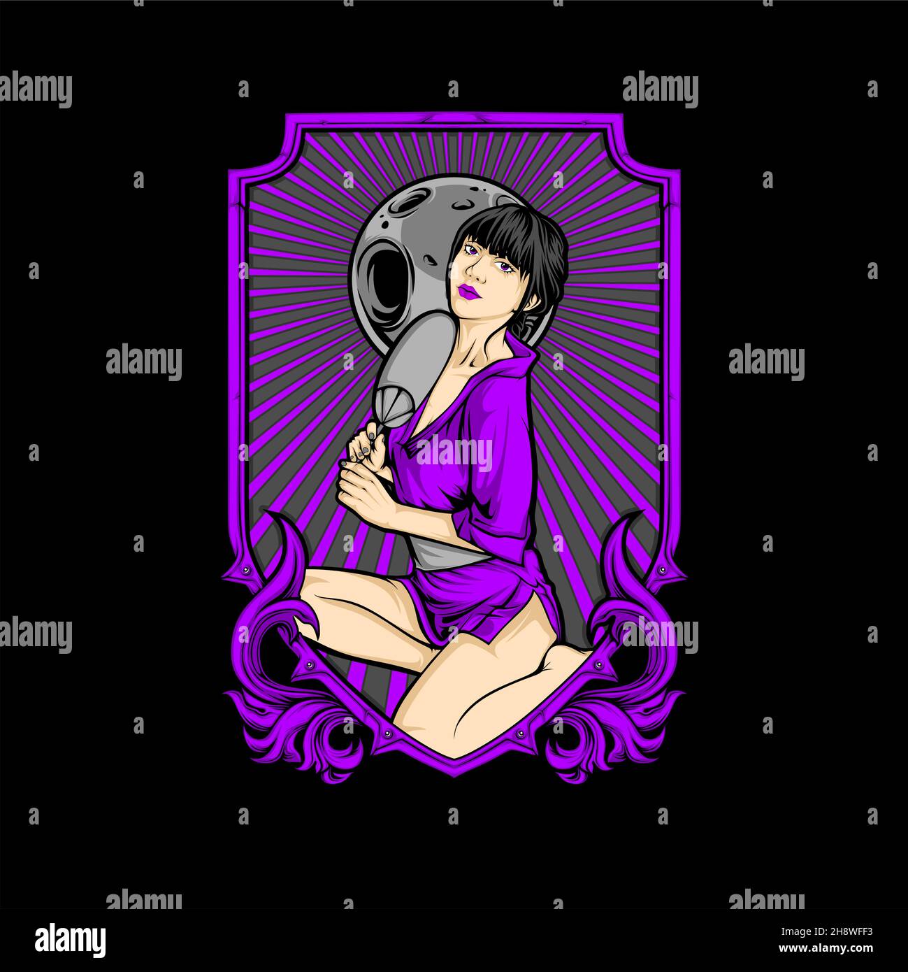 japanische Mädchen tragen Kimono Illustration mit genial Hintergrund Stock Vektor