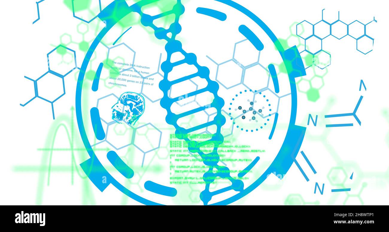 Bild der wissenschaftlichen Datenverarbeitung über dna-Strangspinnung Stockfoto