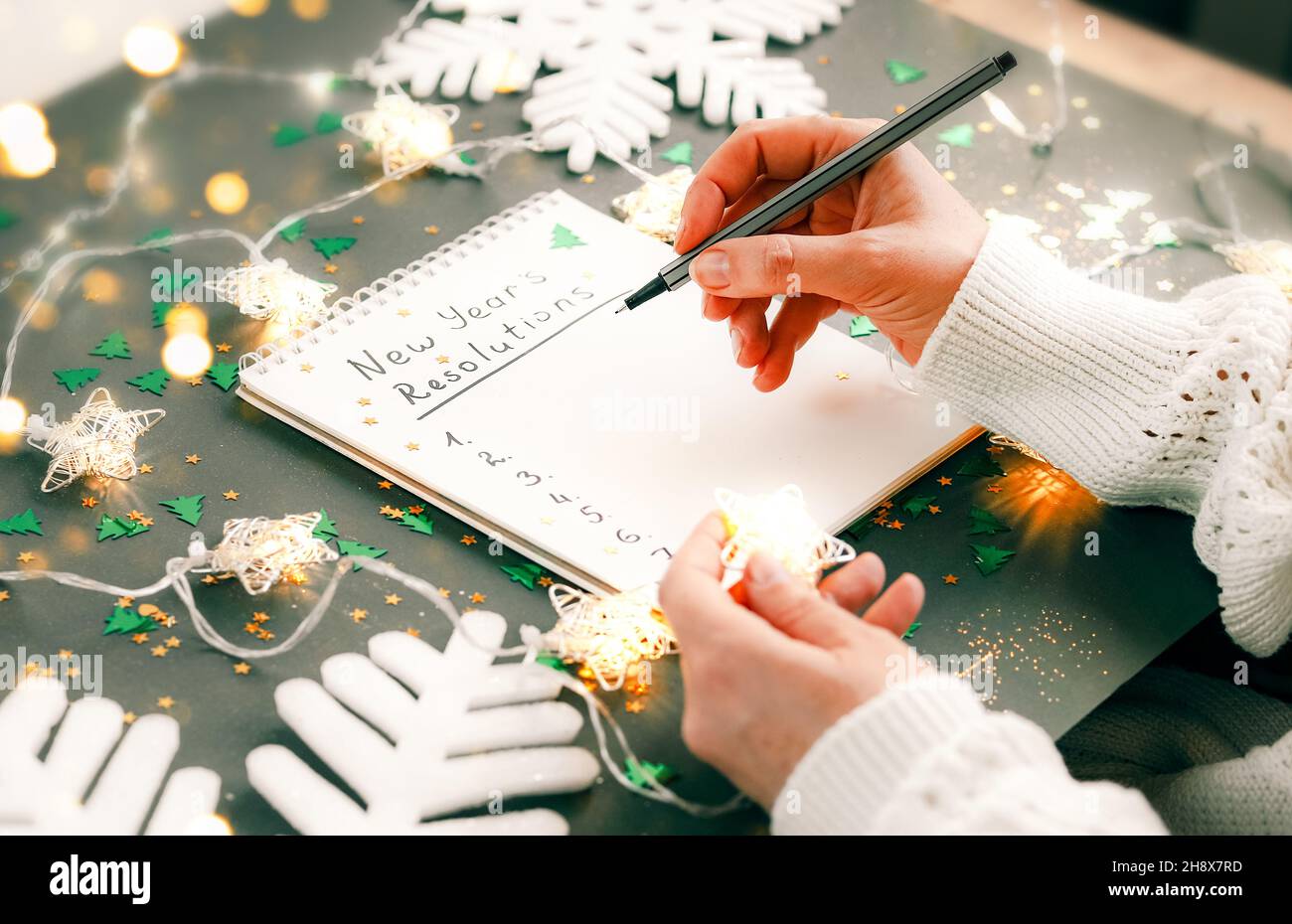 Hand schreiben Neujahr 2022 Tore Liste Stockfoto