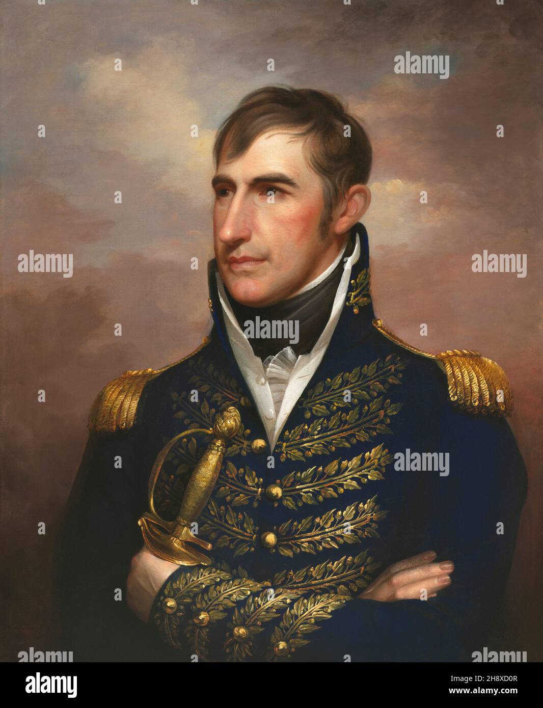 William Henry Harrison (1773-1841), 9th Präsident der Vereinigten Staaten 1841-41, halblanges Porträt in Dress Uniform, Öl auf Leinwand Gemälde von Rembrandt Peale, 1813 Stockfoto