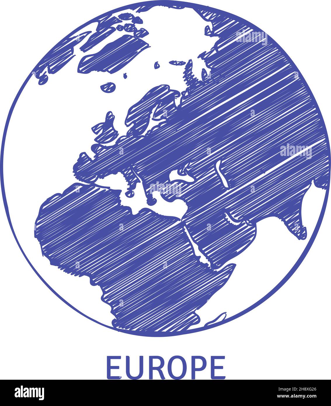 Handgezeichnete Erdskizze. Symbol für den europäischen Kontinent Stock Vektor