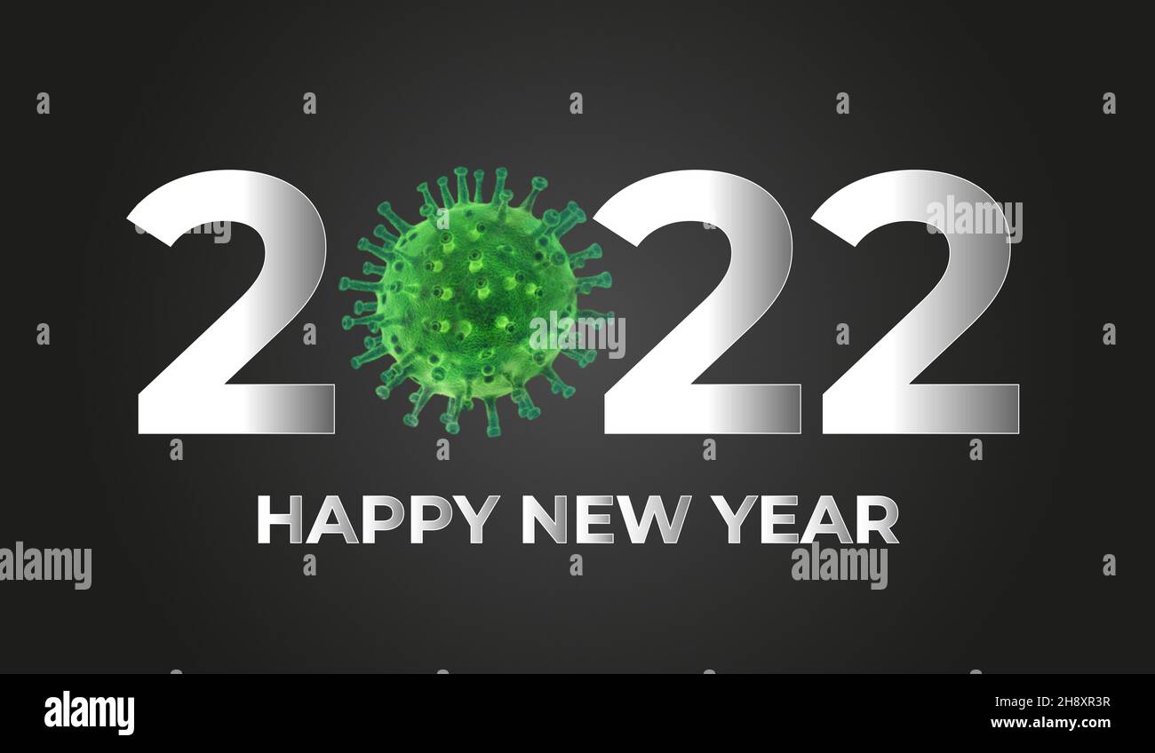 Frohes Neues Jahr 2022, Corona Virus - Covid-19 Stockfoto