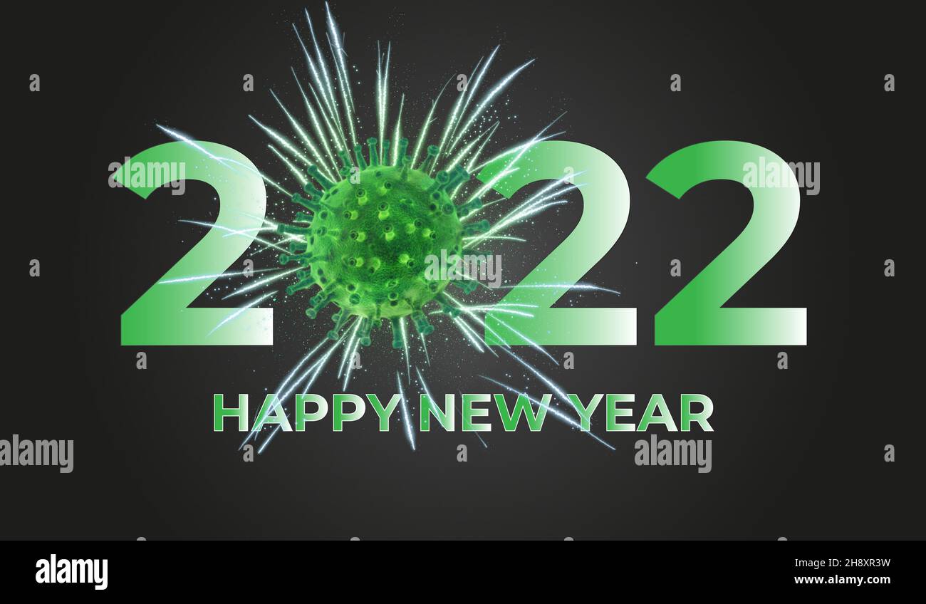 Frohes Neues Jahr 2022 Corona Virus - Covid-19 Stockfoto
