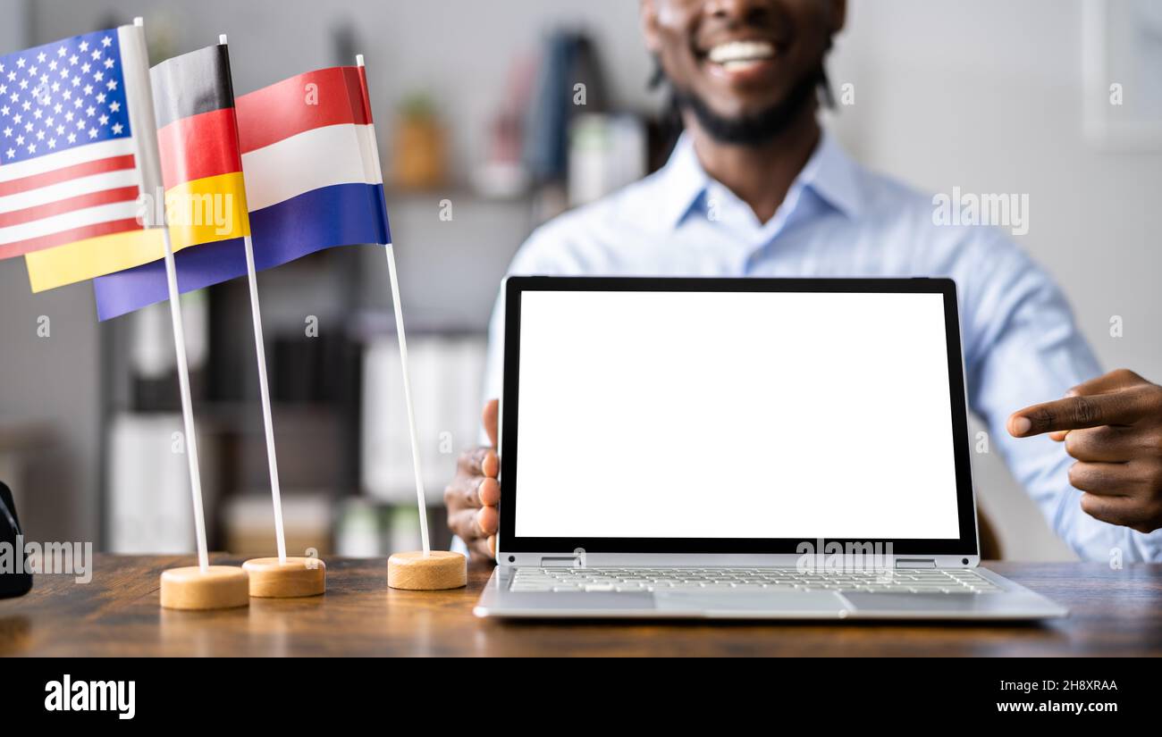Online Fremdsprache Lernen Lektion Oder Kurs Stockfoto