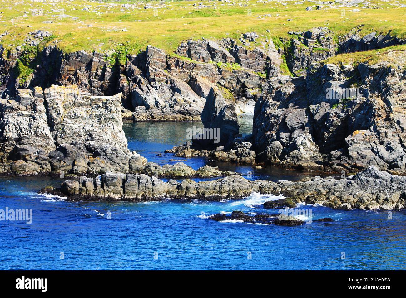 Blick auf die zerklüftete Küste, Bonavista Bay, Neufundland. Stockfoto