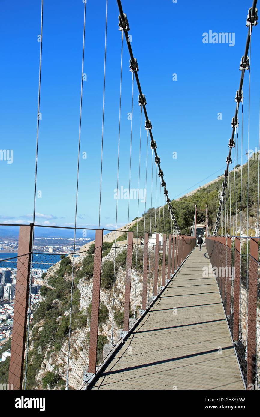 Thrill Seekers Trail über die Windsor Suspension Bridge in Gibraltar Stockfoto