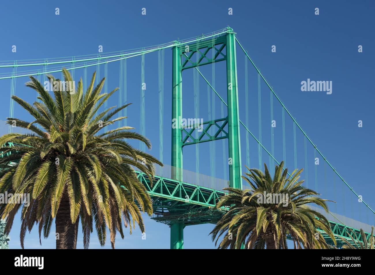 Die Vincent Thomas Bridge in San Pedro, City of Los Angeles, Kalifornien. Stockfoto