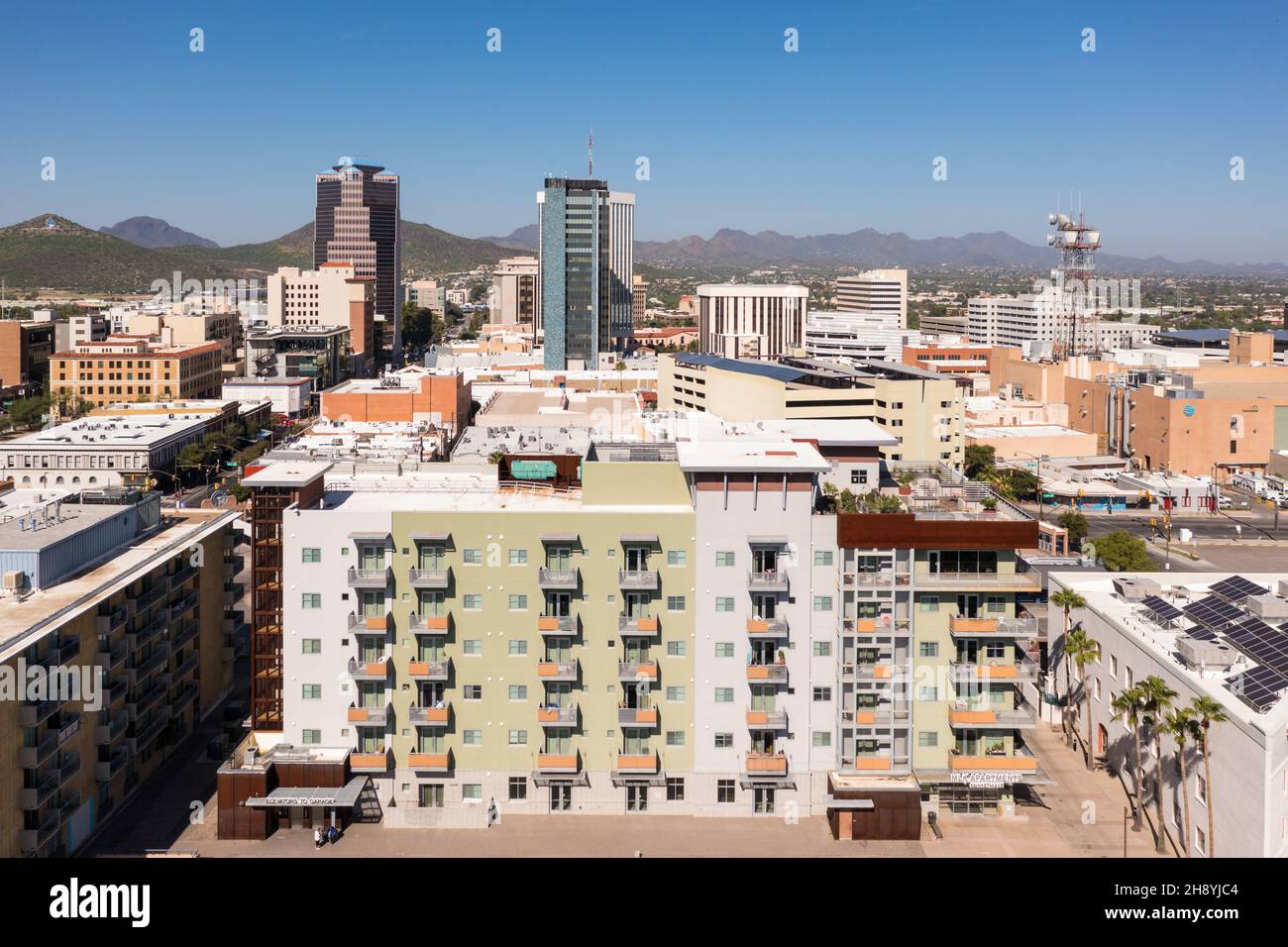 Tucson Arizona, Wohnanlagen und Apartmentgebäude in der Innenstadt Stockfoto