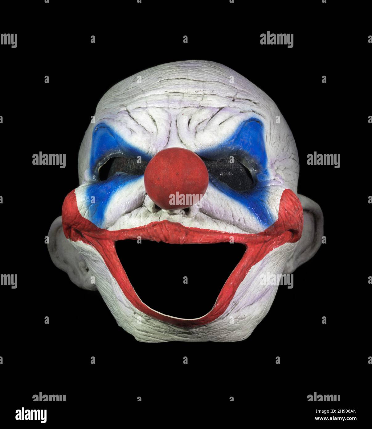 Clooney Clown Kinnlose Maske Isoliert Auf Schwarzem Hintergrund Stockfoto