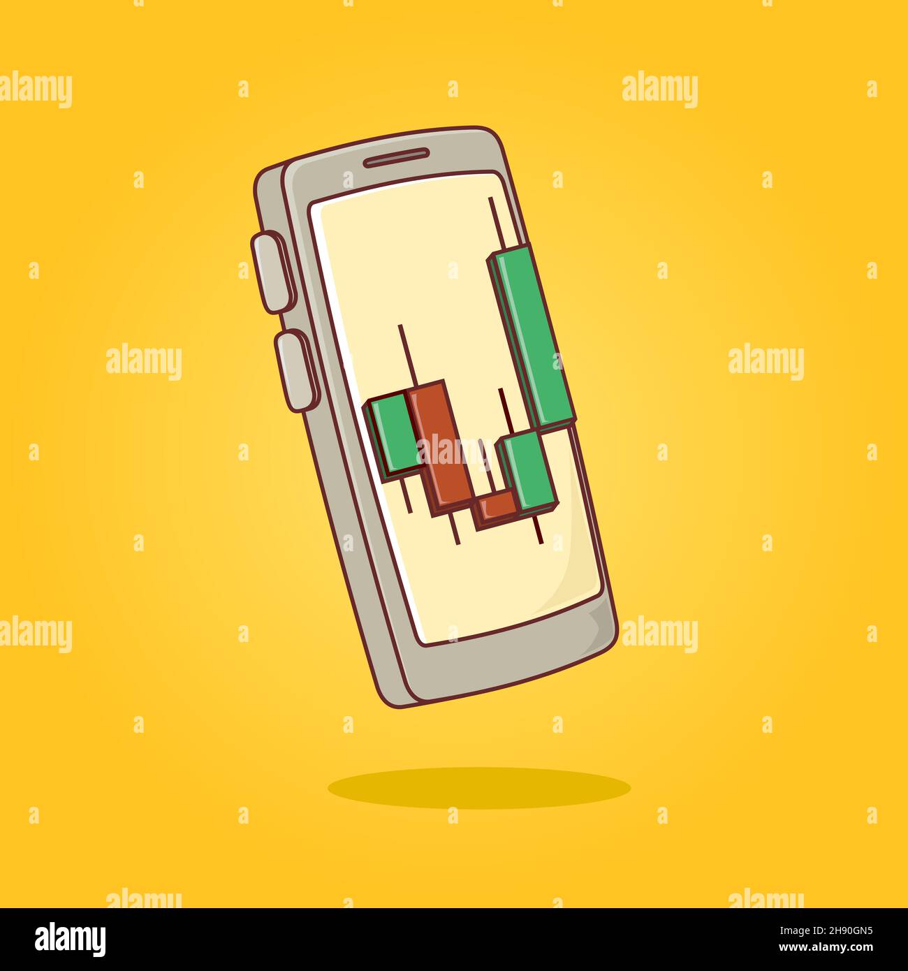 Isolierter mobiler Trading-Candle-Stick. Otulinierte Vektordarstellung Stock Vektor