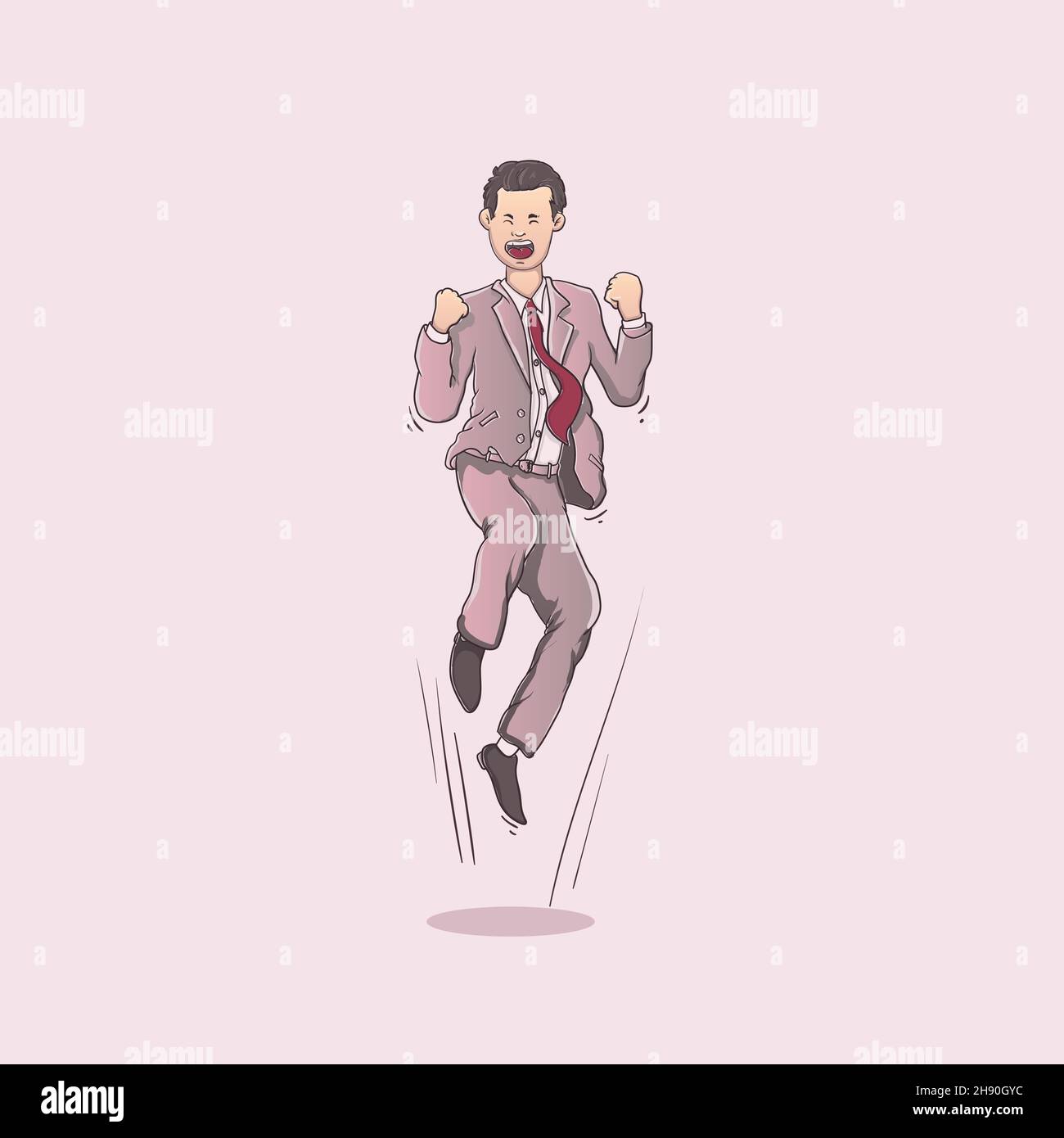 Isoliert männlich tragen Geschäftsmann Anzug glücklich springen Feier Vektor Illustration Stock Vektor