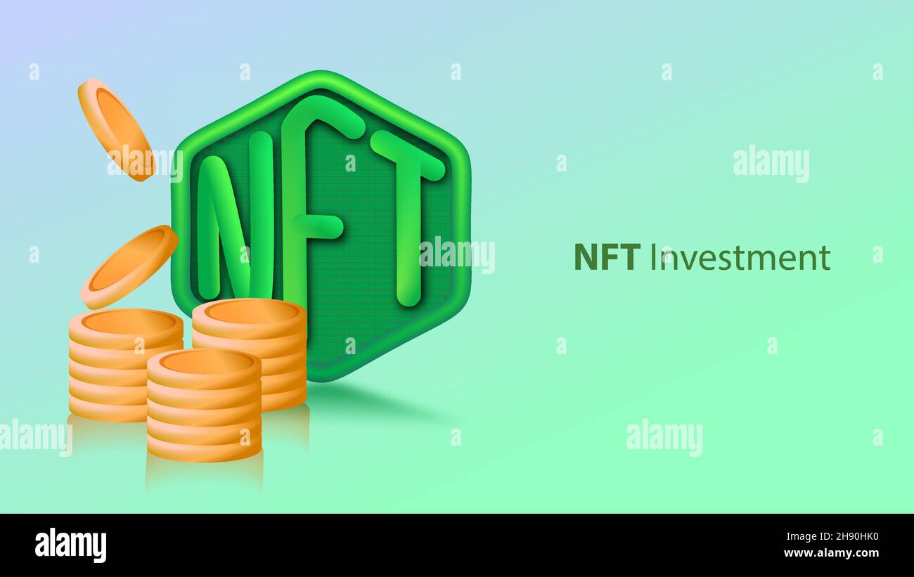 NFT Investment Non fungible Token-Vektor-Illustration Stock Vektor