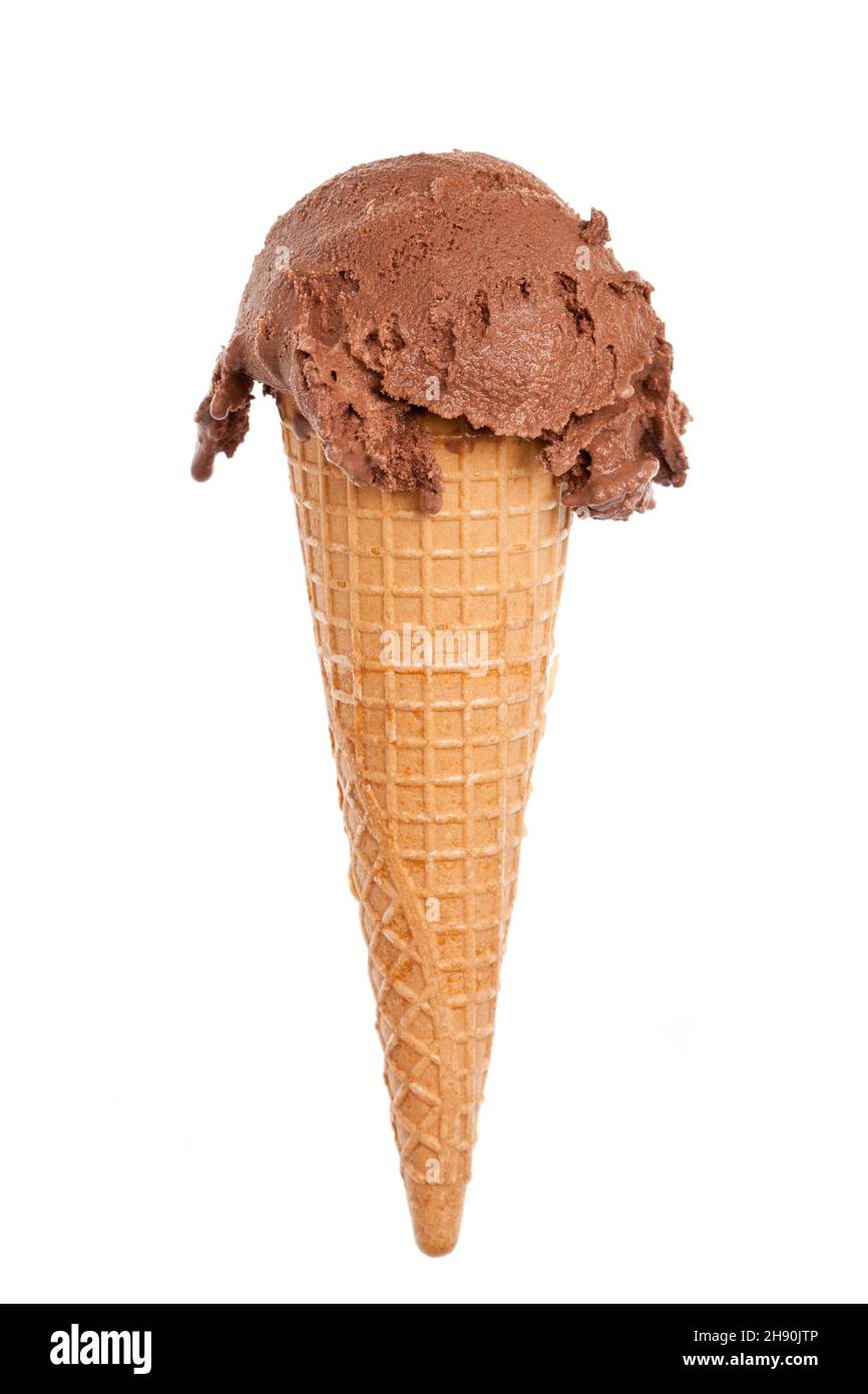 Ein Eiskegel mit einer Kugel Schokoladeneis Stockfoto