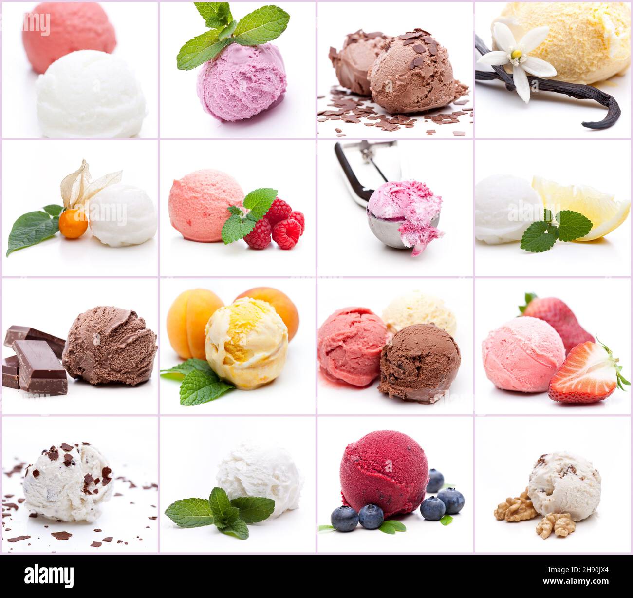 Viele verschiedene Kugeln Eis Stockfoto