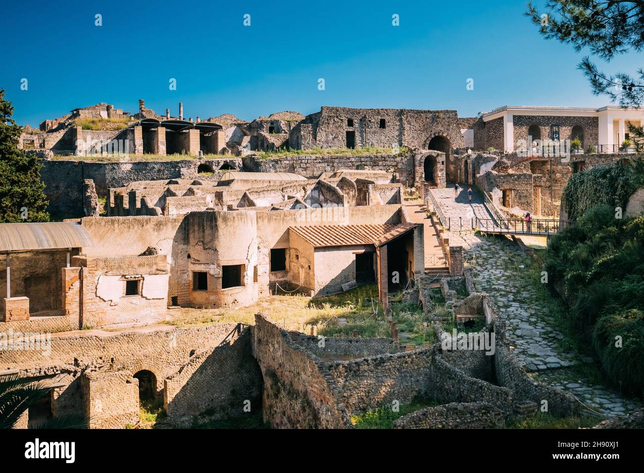 Pompeji, Italien. Blick Auf Den Archäologischen Park Von Pompeji In Sunny Day. Stockfoto