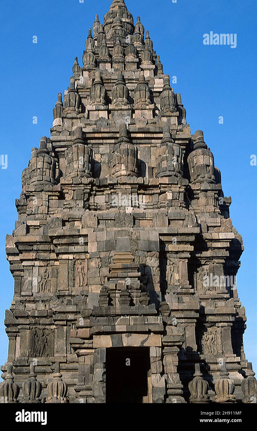 Prambanan oder Rara Jonggrang, Hindu-Tempel aus dem 9th. Jahrhundert (UNESCO-Weltkulturerbe). Yogyakarta, Java, Indonesien. Stockfoto