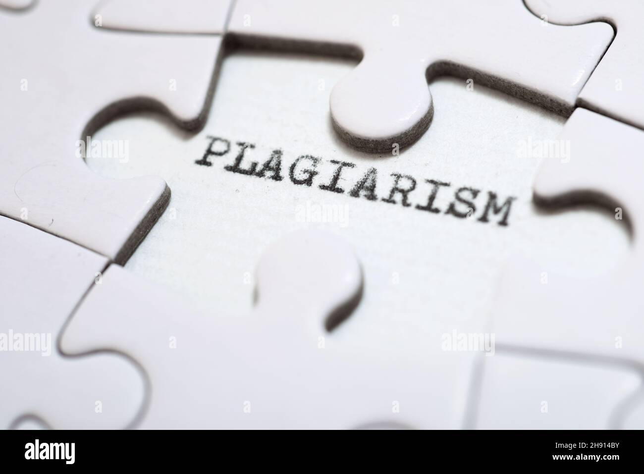 Das Wort Plagiat, geschrieben mit einer Schreibmaschine. Stockfoto