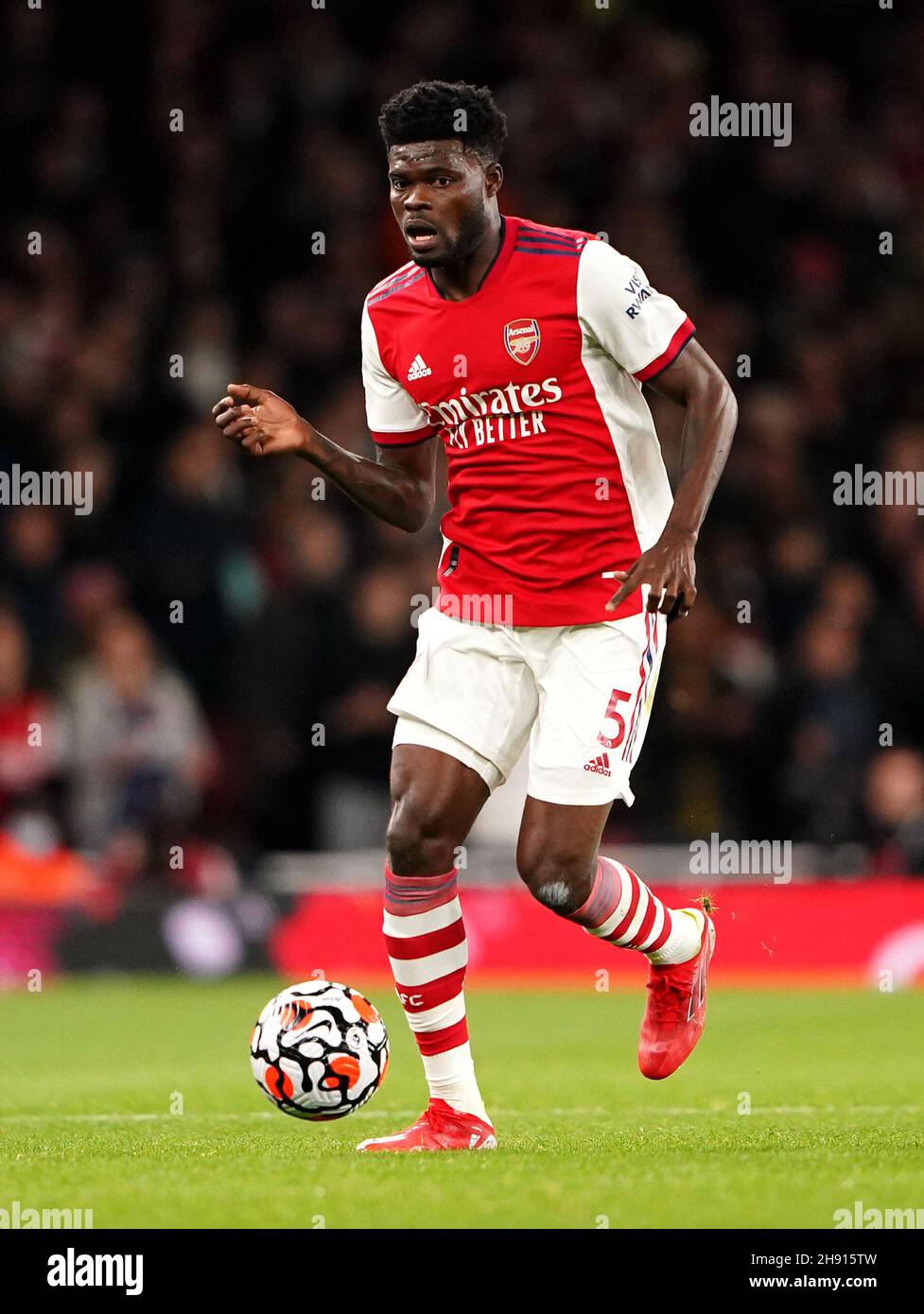 Datei-Foto vom 22-10-2021 von Arsenals Thomas Partey, der zweifelsohne Arsenal trotz der Niederlage am Donnerstag bei Manchester United auf Aufwärtstrend ist. Ausgabedatum: Freitag, 3. Dezember 2021. Stockfoto