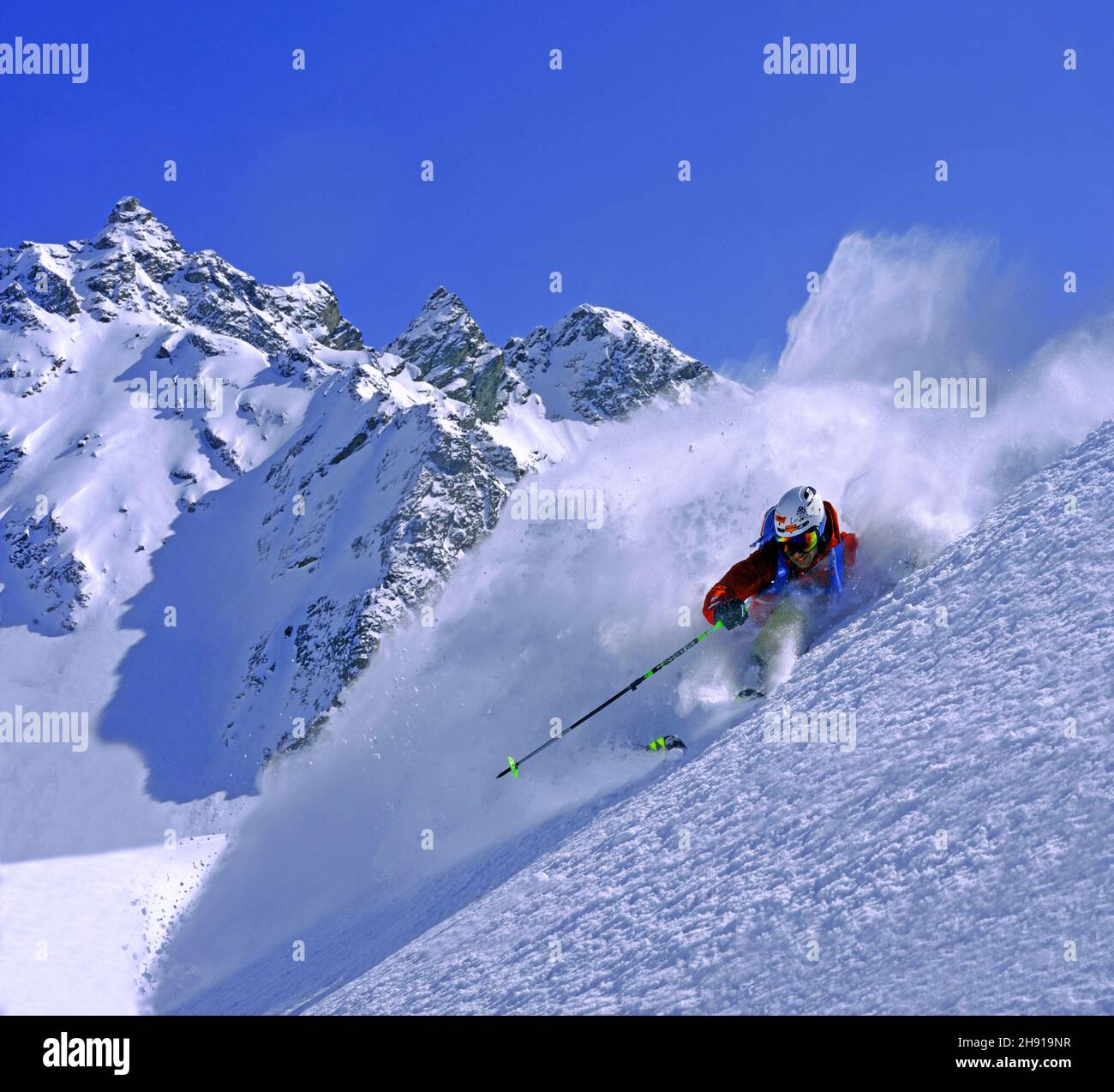 Savoie (73) Les Allues, Ski im Skigebiet Meribel, die 3 vallees Stockfoto