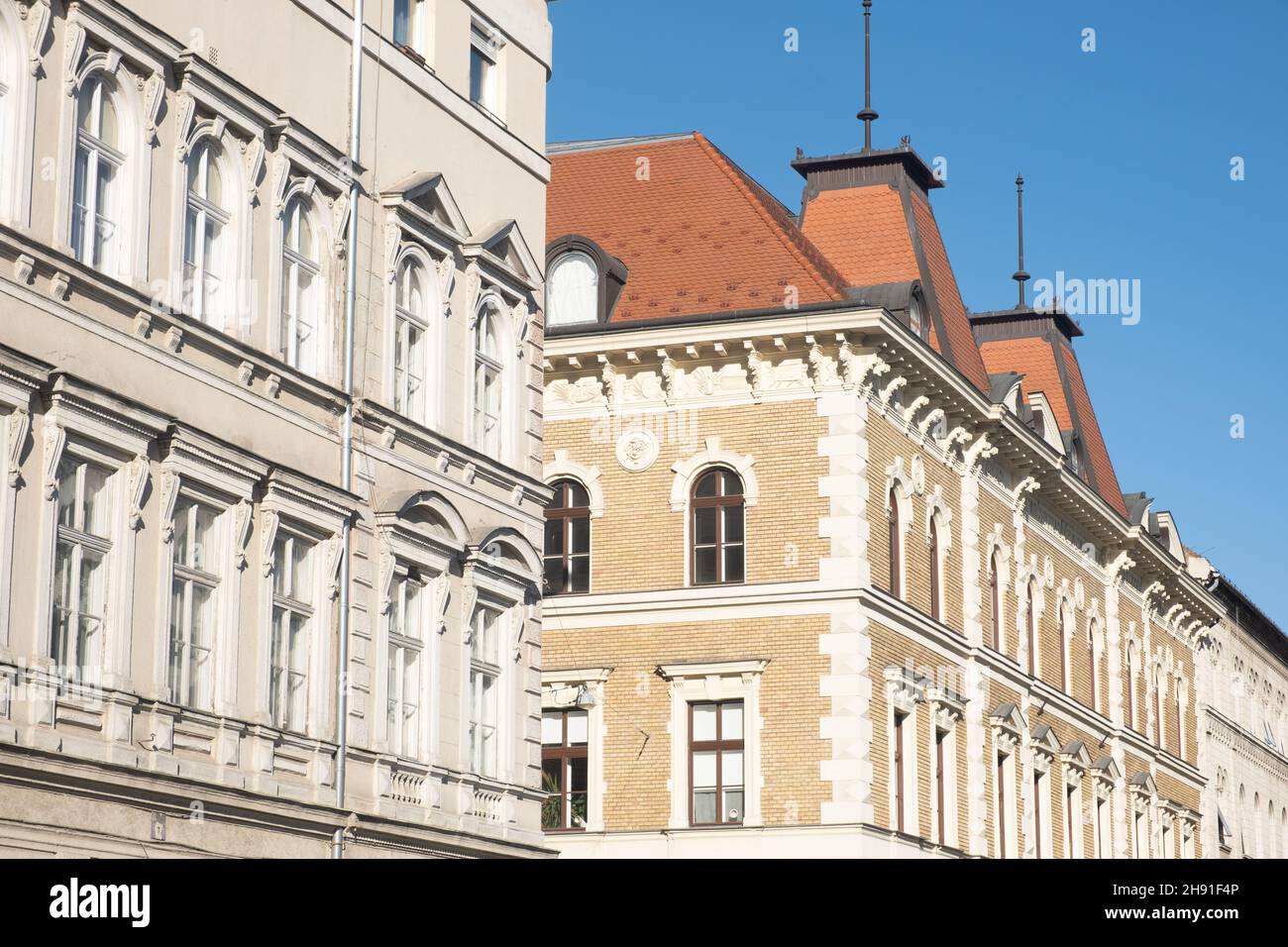 Europäisches klassisches Architekturgebäude, europäisches Kunstdesign. Stockfoto