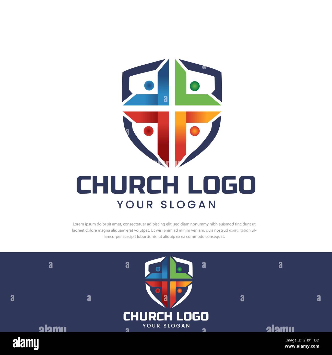 Farbige Kirche Verteidigung Symbol Symbol Logo Illustration Kirche Vorlage Stock Vektor