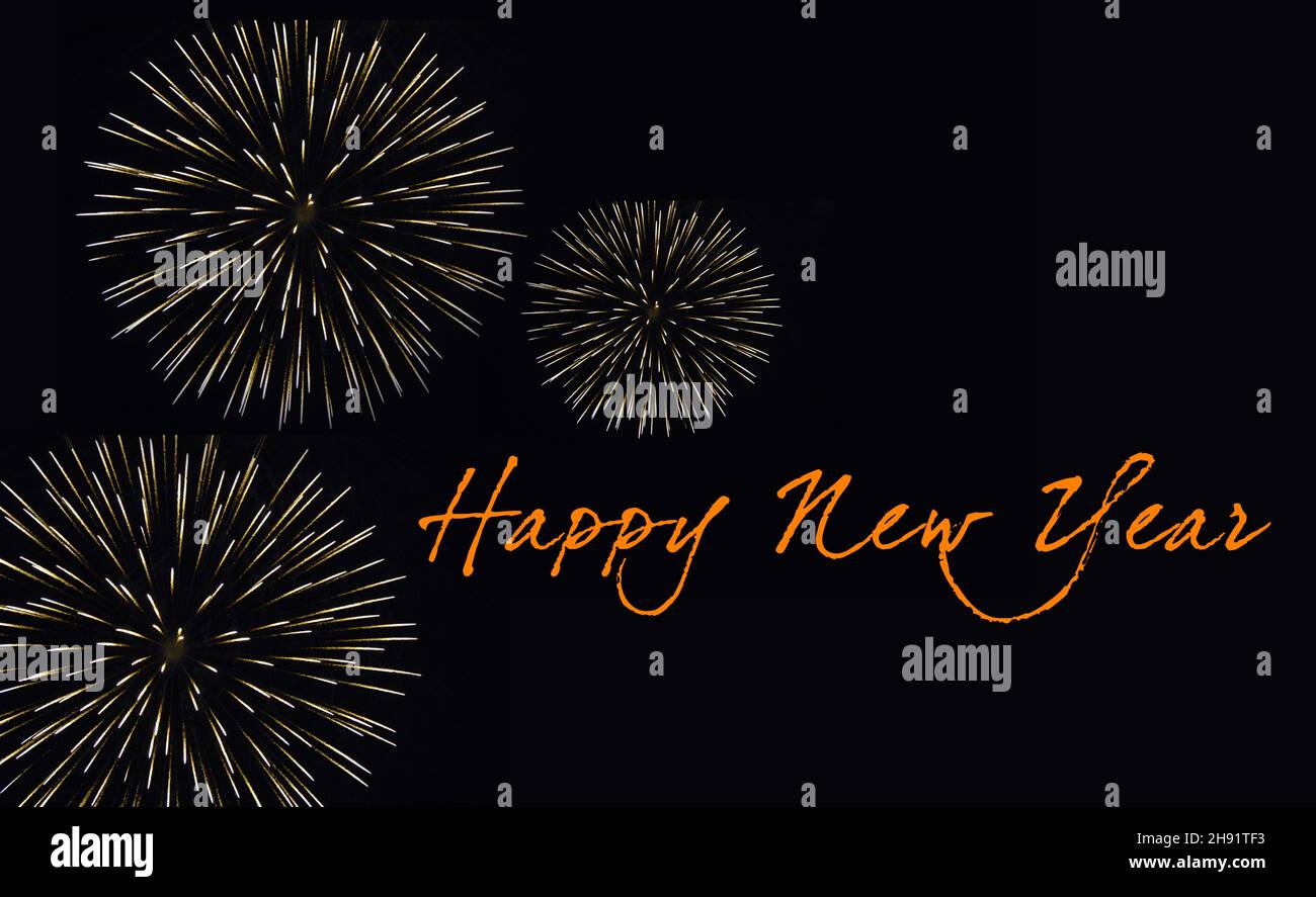 Neujahrsbilder, Gruß, Feuerwerk, Feiertage Stockfoto